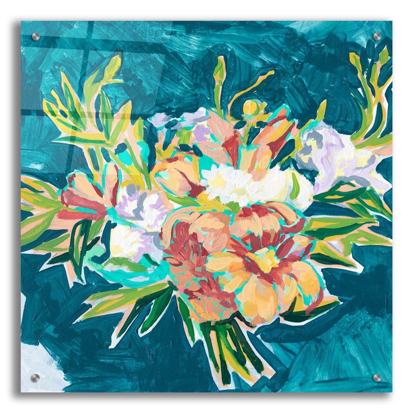 Epic Art 'Teal Bouquet' by Victoria Macmillan, Acrylic Glass Wall Art