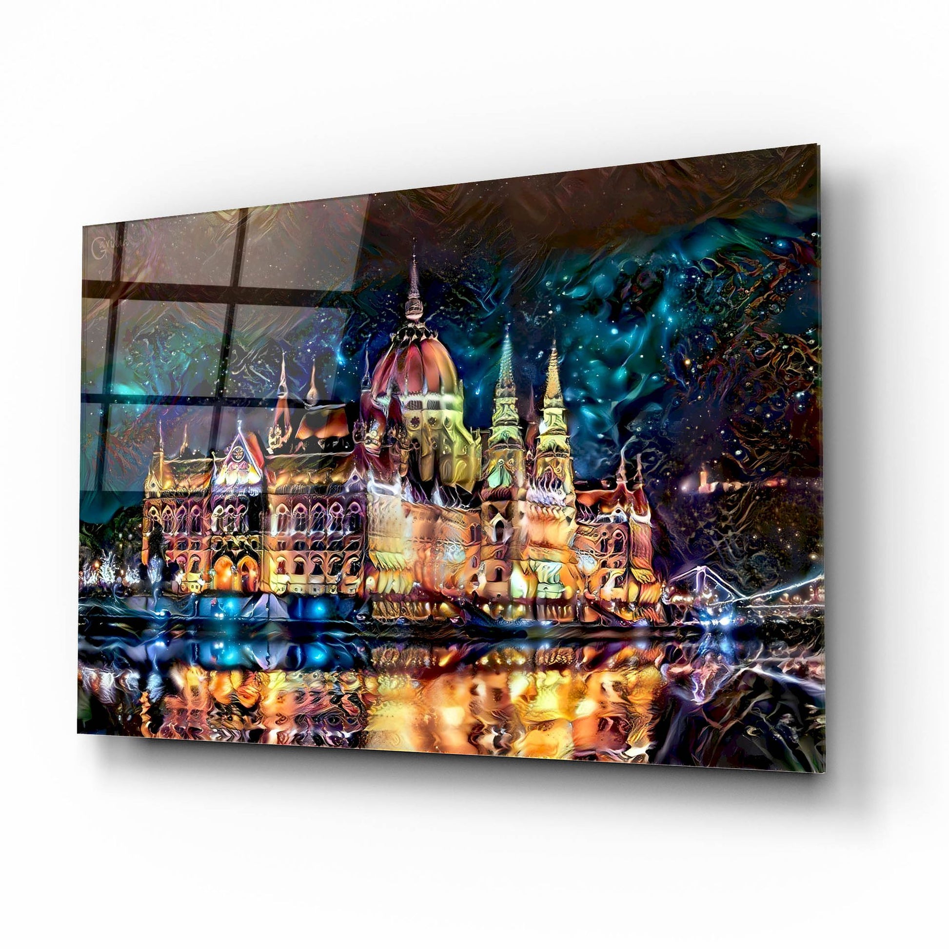 Epic Art 'Budapest Hungary Parliament At Night' by Pedro Gavidia, Acrylic Glass Wall Art,16x12