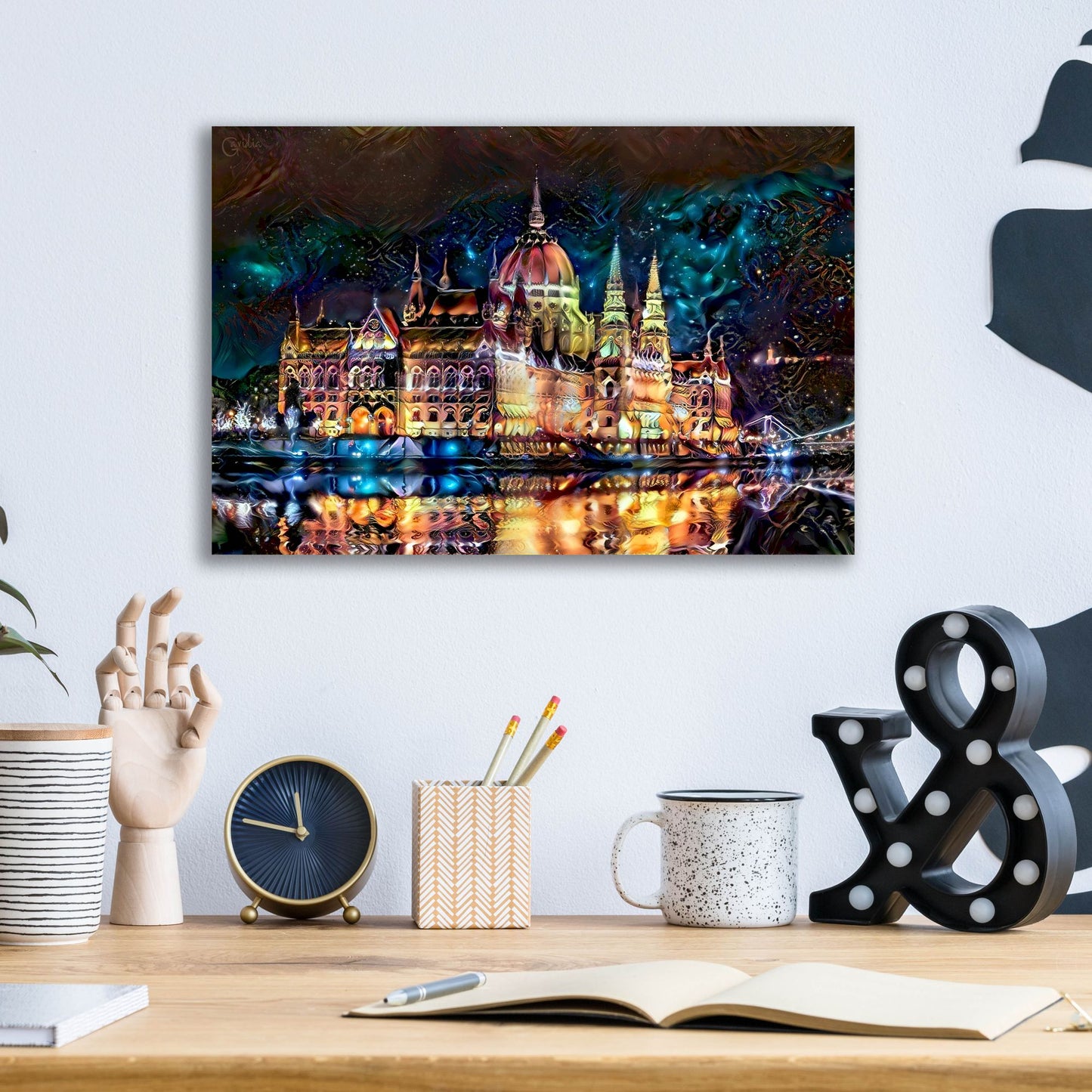 Epic Art 'Budapest Hungary Parliament At Night' by Pedro Gavidia, Acrylic Glass Wall Art,16x12