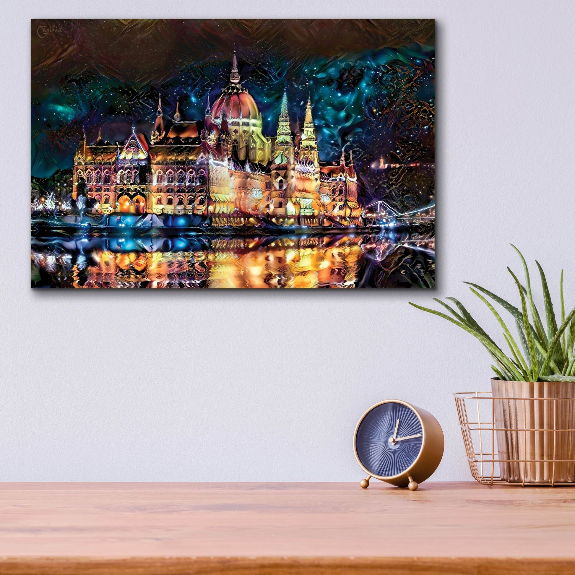 Epic Art 'Budapest Hungary Parliament At Night' by Pedro Gavidia, Acrylic Glass Wall Art,16x12