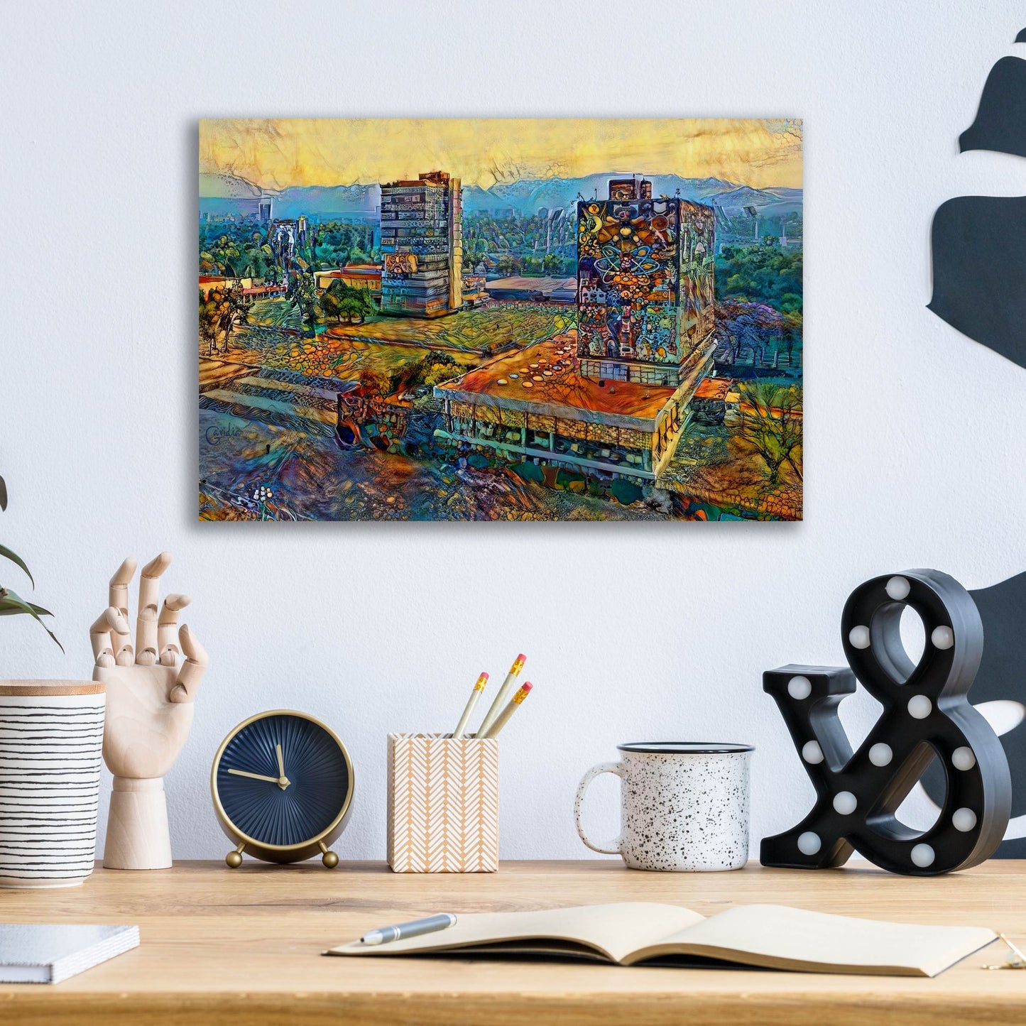 Epic Art 'Mexico City Ciudad Universitaria University City' by Pedro Gavidia, Acrylic Glass Wall Art,16x12