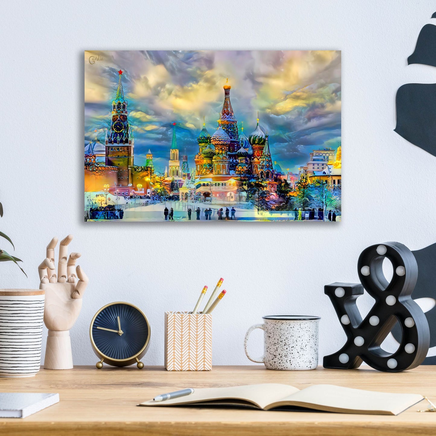 Epic Art 'Moscow Russia Saint Basil'S Cathedral Kremlin Red Square Ice Snow And Skating' by Pedro Gavidia, Acrylic Glass Wall Art,16x12