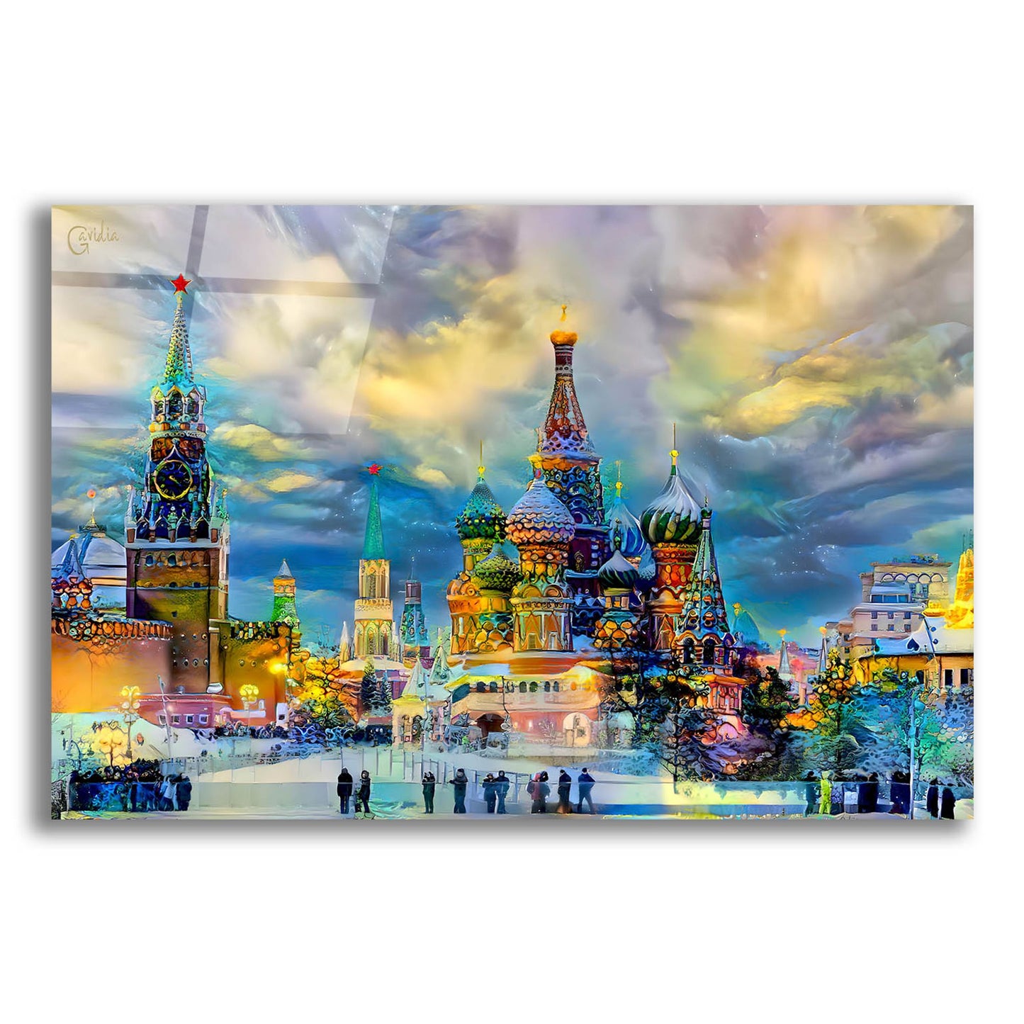 Epic Art 'Moscow Russia Saint Basil'S Cathedral Kremlin Red Square Ice Snow And Skating' by Pedro Gavidia, Acrylic Glass Wall Art,16x12