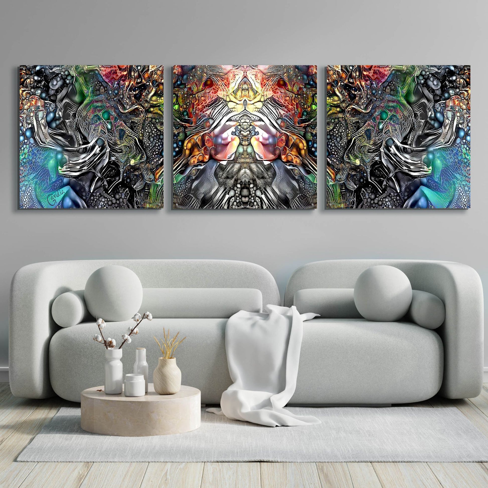 Epic Art 'The Creation Of Hades' by Pedro Gavidia, Acrylic Glass Wall Art, 3 Piece Set,108x36