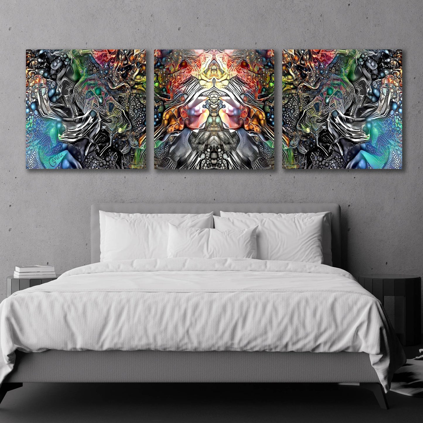 Epic Art 'The Creation Of Hades' by Pedro Gavidia, Acrylic Glass Wall Art, 3 Piece Set,108x36