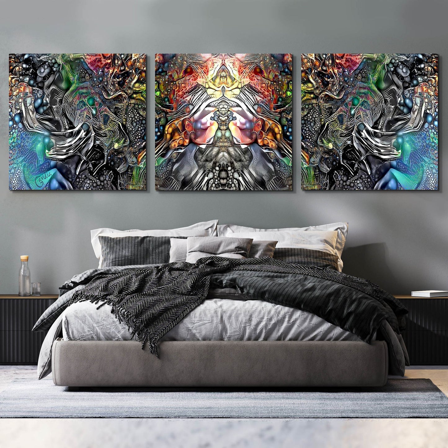 Epic Art 'The Creation Of Hades' by Pedro Gavidia, Acrylic Glass Wall Art, 3 Piece Set,108x36