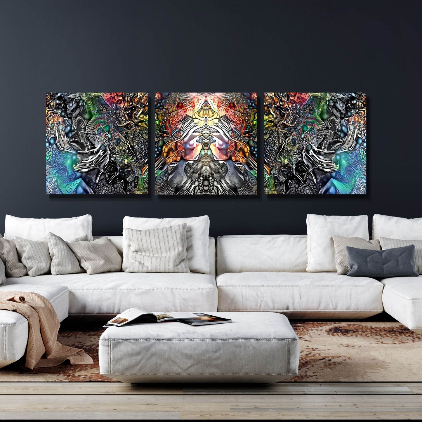 Epic Art 'The Creation Of Hades' by Pedro Gavidia, Acrylic Glass Wall Art, 3 Piece Set,108x36