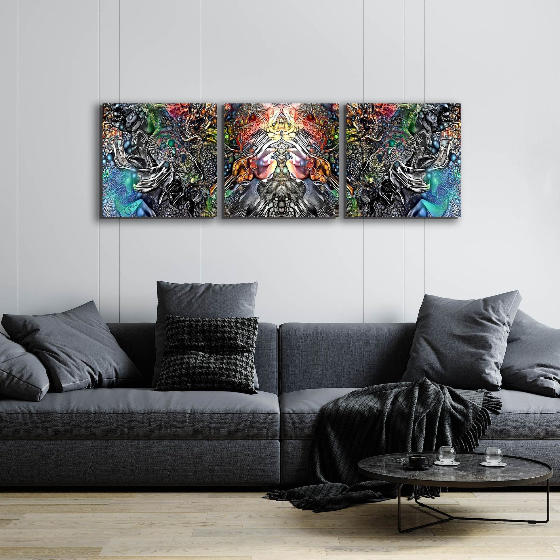 Epic Art 'The Creation Of Hades' by Pedro Gavidia, Acrylic Glass Wall Art, 3 Piece Set,72x24