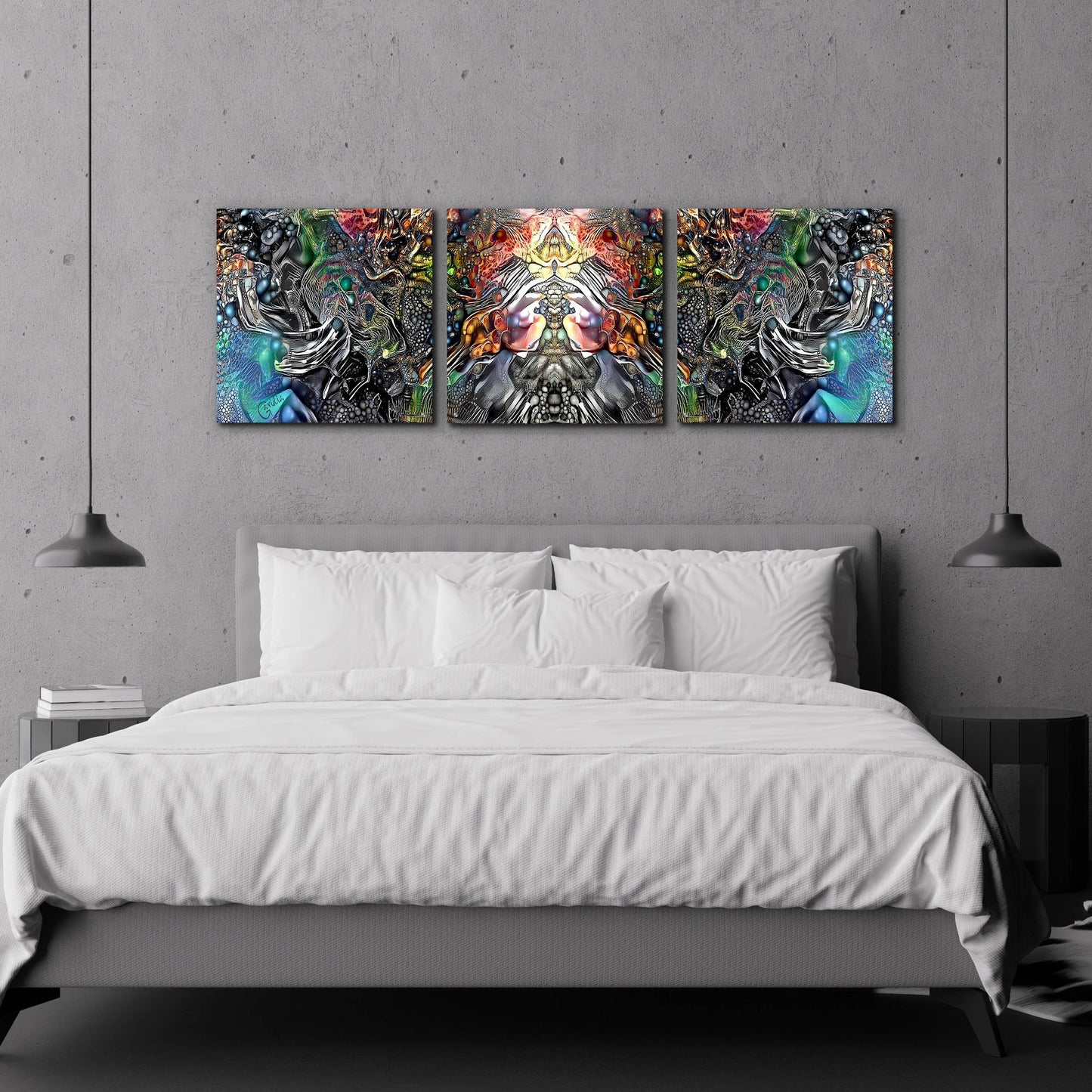 Epic Art 'The Creation Of Hades' by Pedro Gavidia, Acrylic Glass Wall Art, 3 Piece Set,72x24