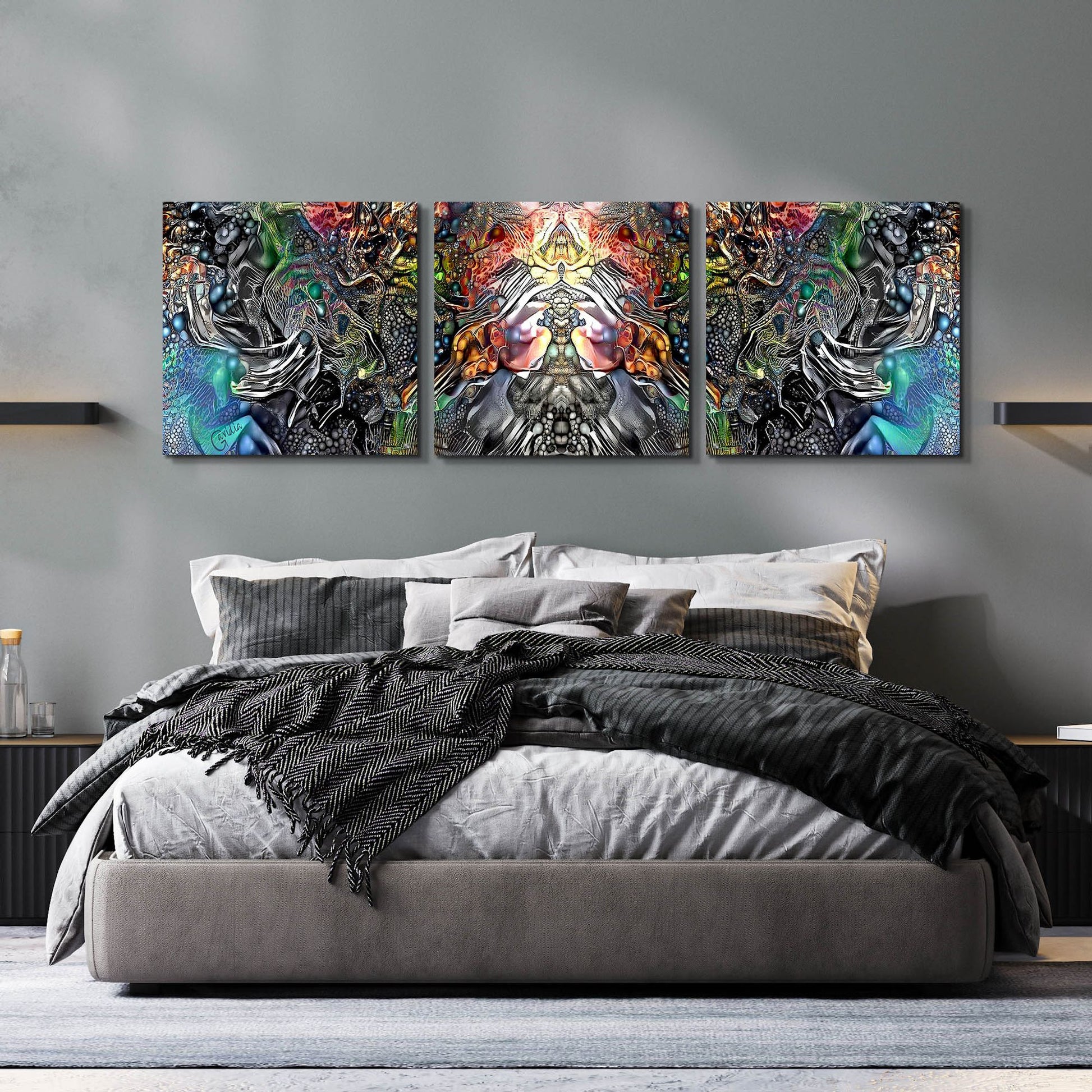 Epic Art 'The Creation Of Hades' by Pedro Gavidia, Acrylic Glass Wall Art, 3 Piece Set,72x24