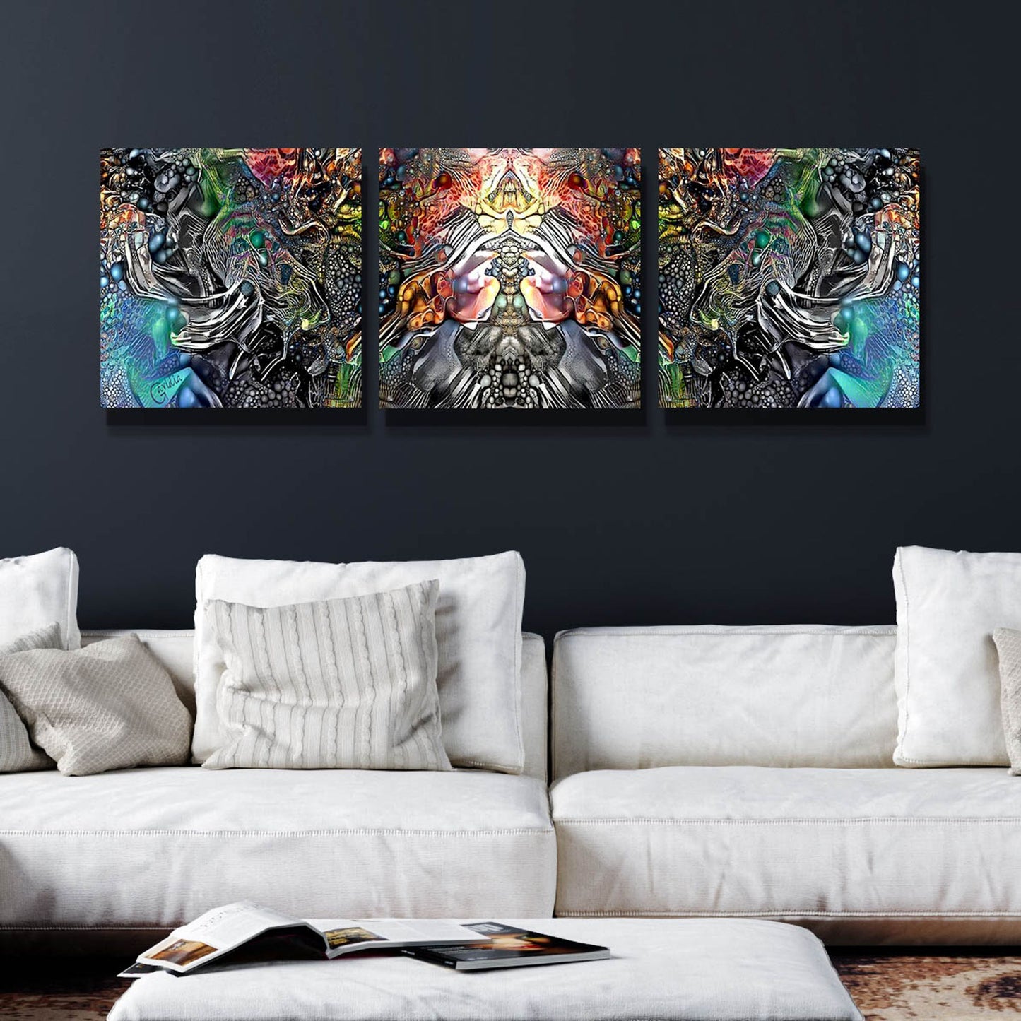 Epic Art 'The Creation Of Hades' by Pedro Gavidia, Acrylic Glass Wall Art, 3 Piece Set,72x24