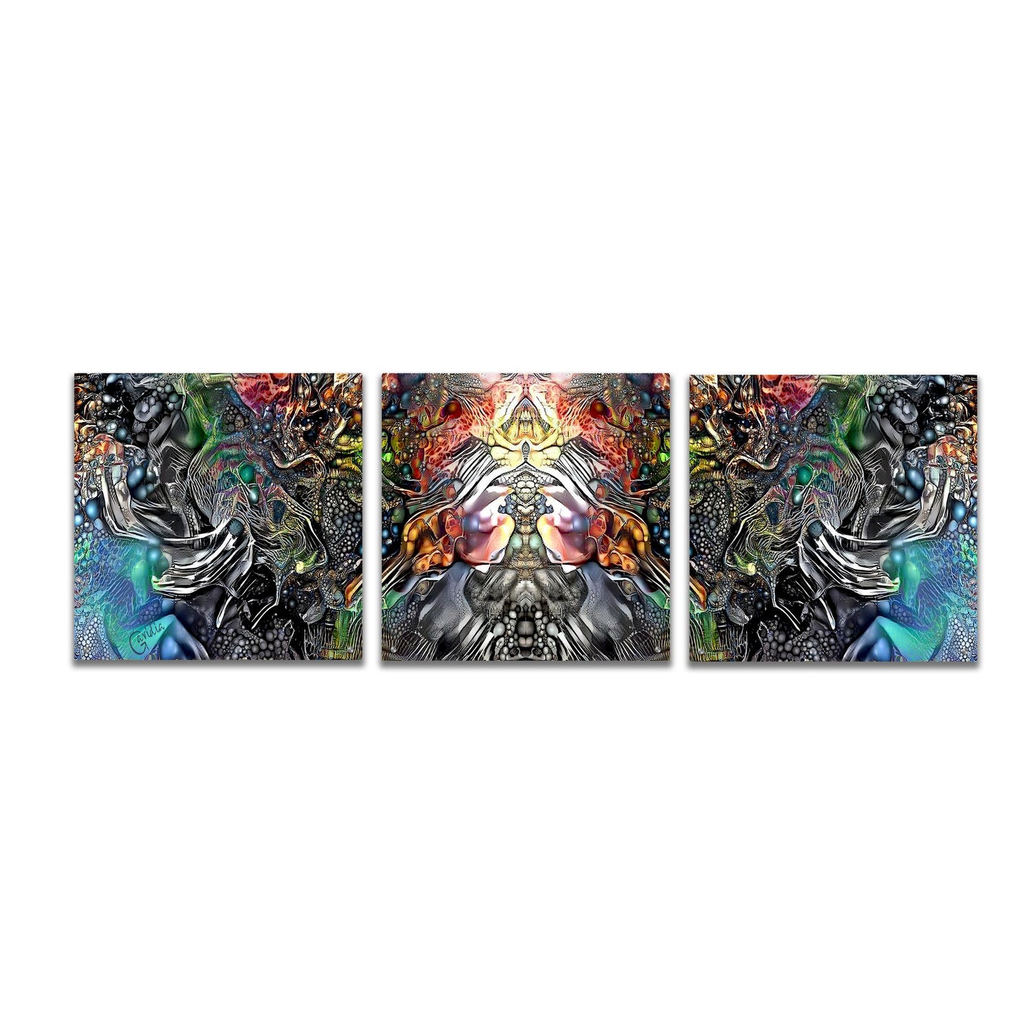 Epic Art 'The Creation Of Hades' by Pedro Gavidia, Acrylic Glass Wall Art, 3 Piece Set