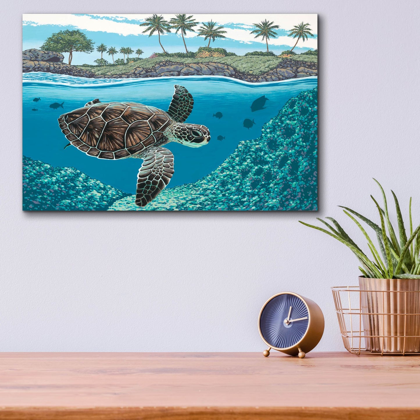 Epic Art 'Sea Turtle' by Palmer Artworks, Acrylic Glass Wall Art,16x12
