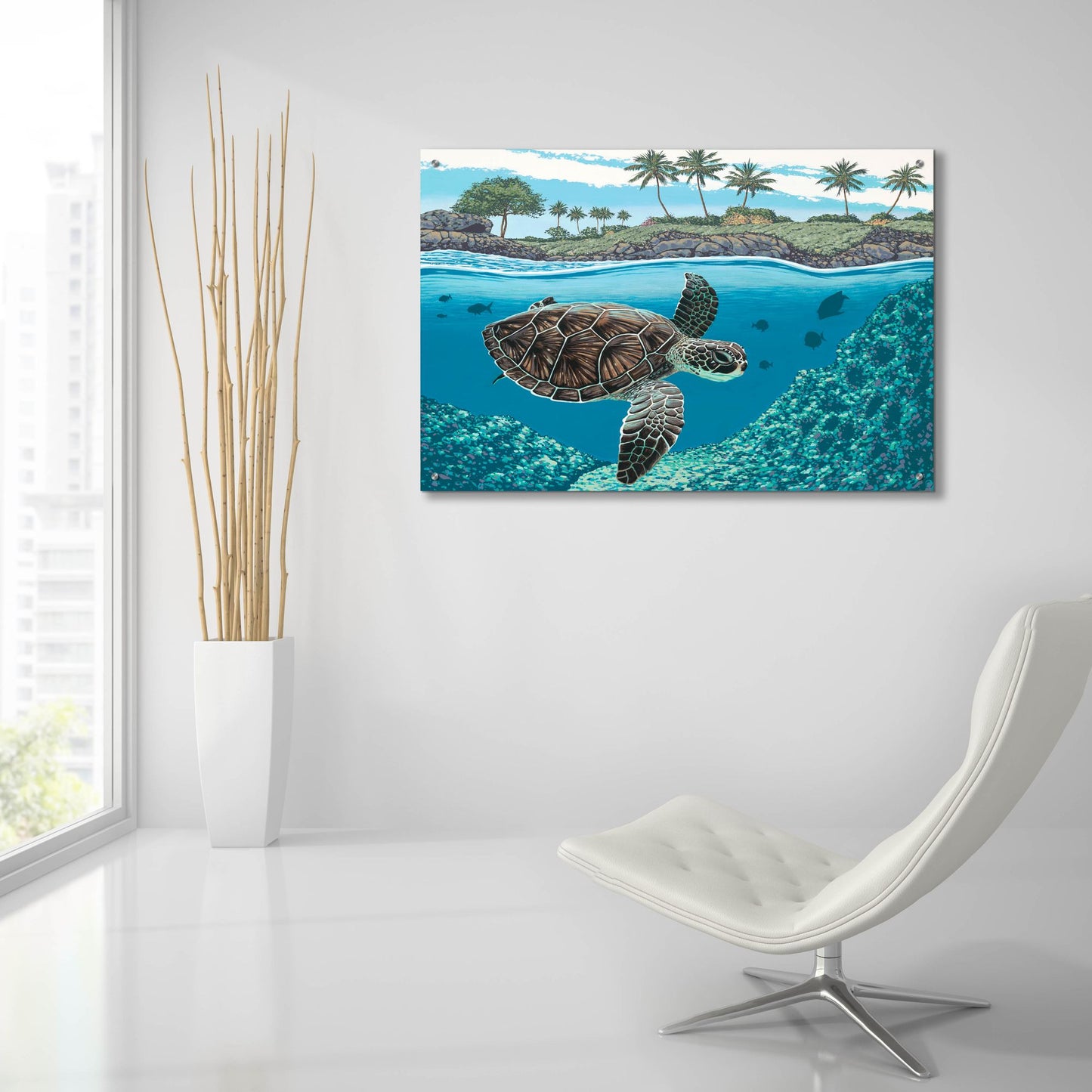 Epic Art 'Sea Turtle' by Palmer Artworks, Acrylic Glass Wall Art,36x24