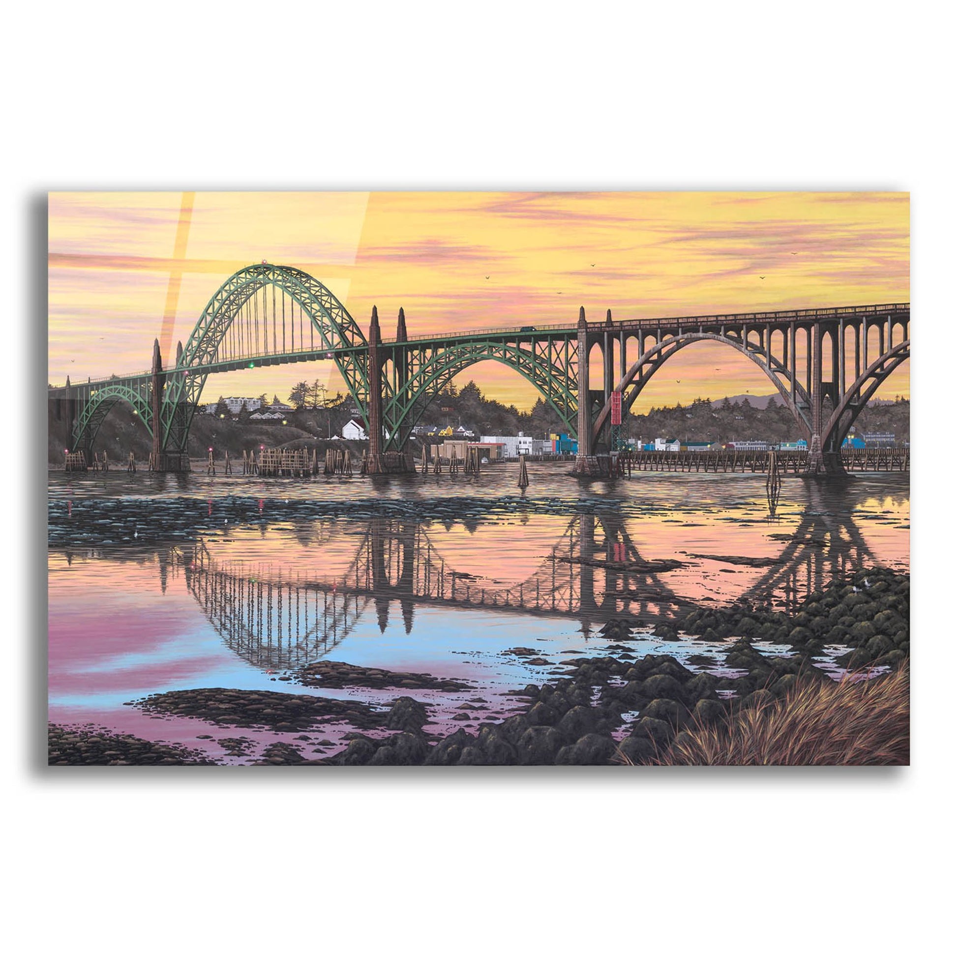 Epic Art 'Yaquina Reflections' by Palmer Artworks, Acrylic Glass Wall Art,24x16