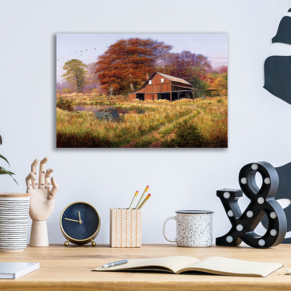 Red Barn by Bill Makinson - 16x12 acrylic wall art in a room