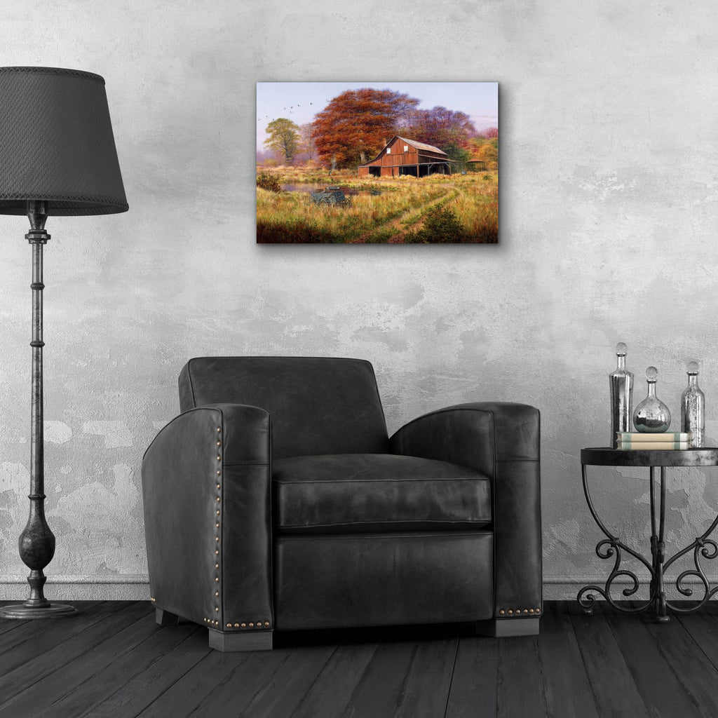 Red Barn by Bill Makinson - 24x16 acrylic wall art in a room