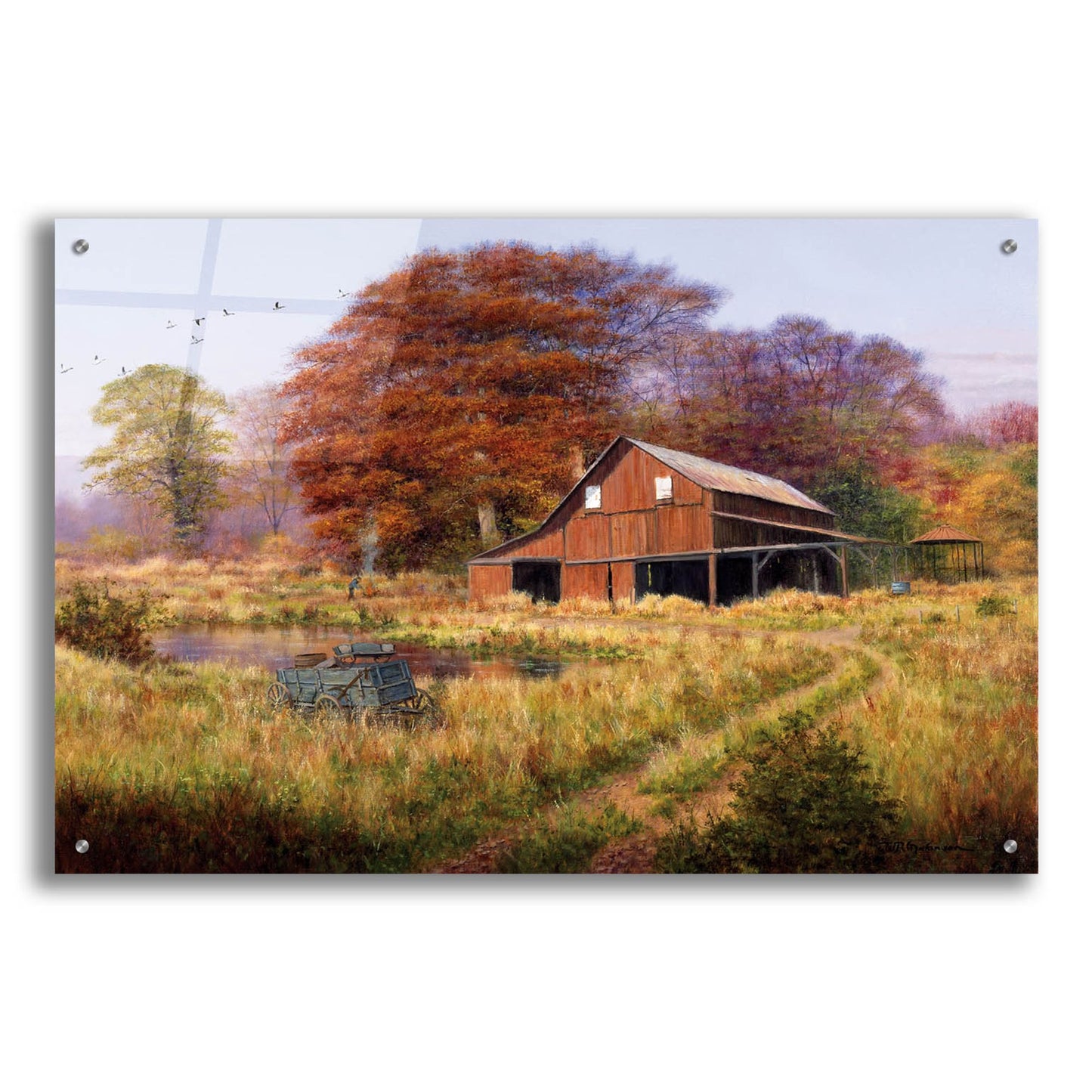 Epic Art 'Red Barn' by Bill Makinson, Acrylic Glass Wall Art