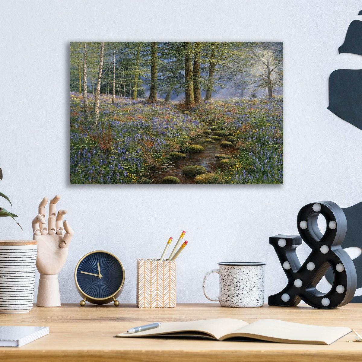 Bluebell Wood by Bill Makinson - 16x12 acrylic wall art in a room