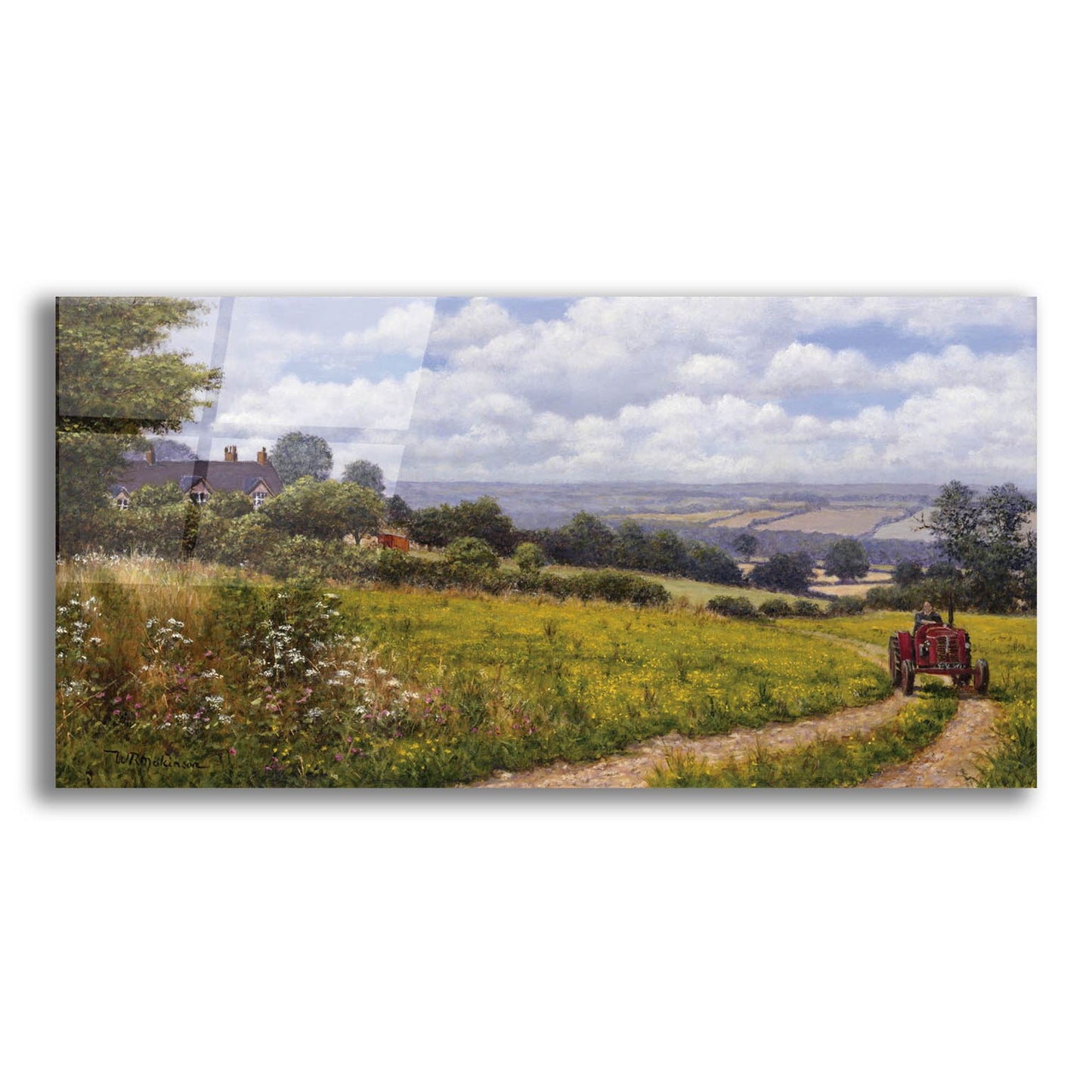 Epic Art 'Tractor At Little Eaton' by Bill Makinson, Acrylic Glass Wall Art,24x12