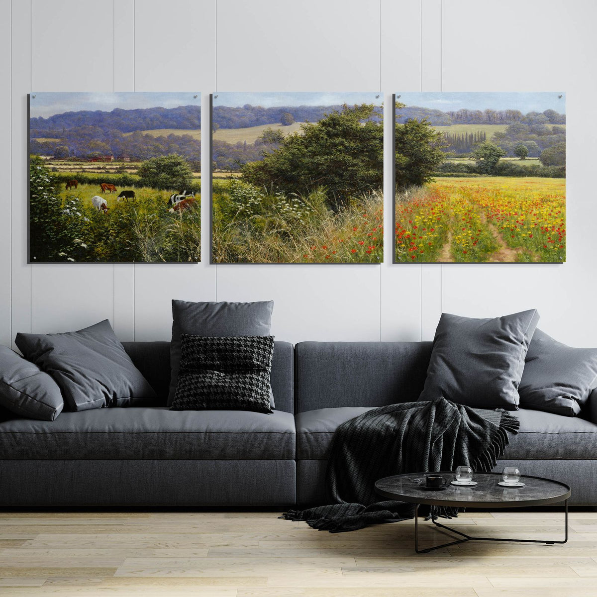 Poppies by Bill Makinson - 108x36 acrylic wall art in a room