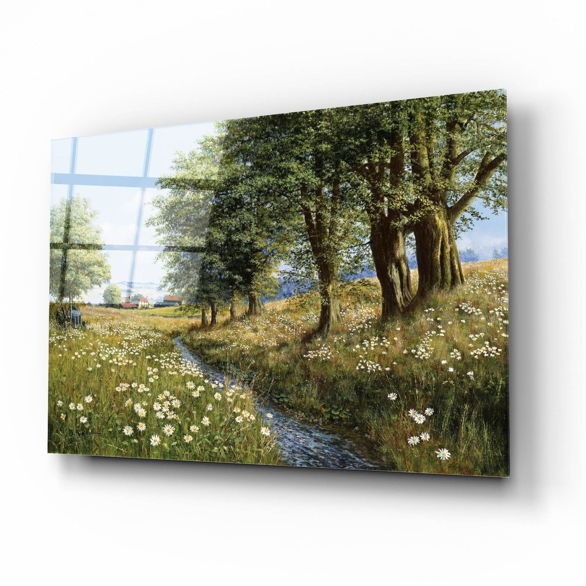 Epic Art 'Beeches And Daisies' by Bill Makinson, Acrylic Glass Wall Art,16x12