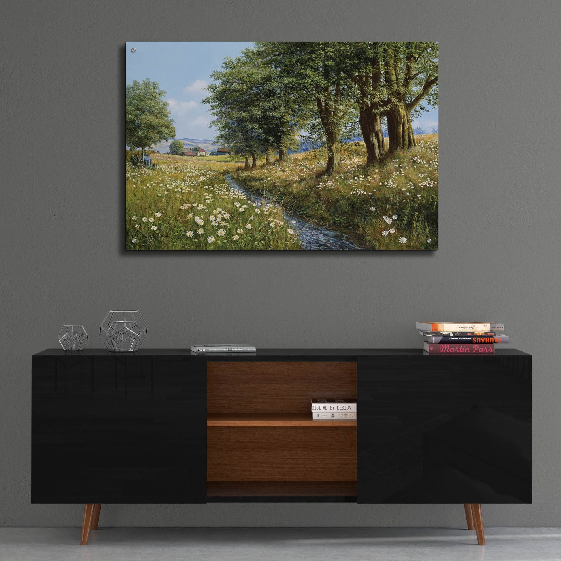 Epic Art 'Beeches And Daisies' by Bill Makinson, Acrylic Glass Wall Art,36x24