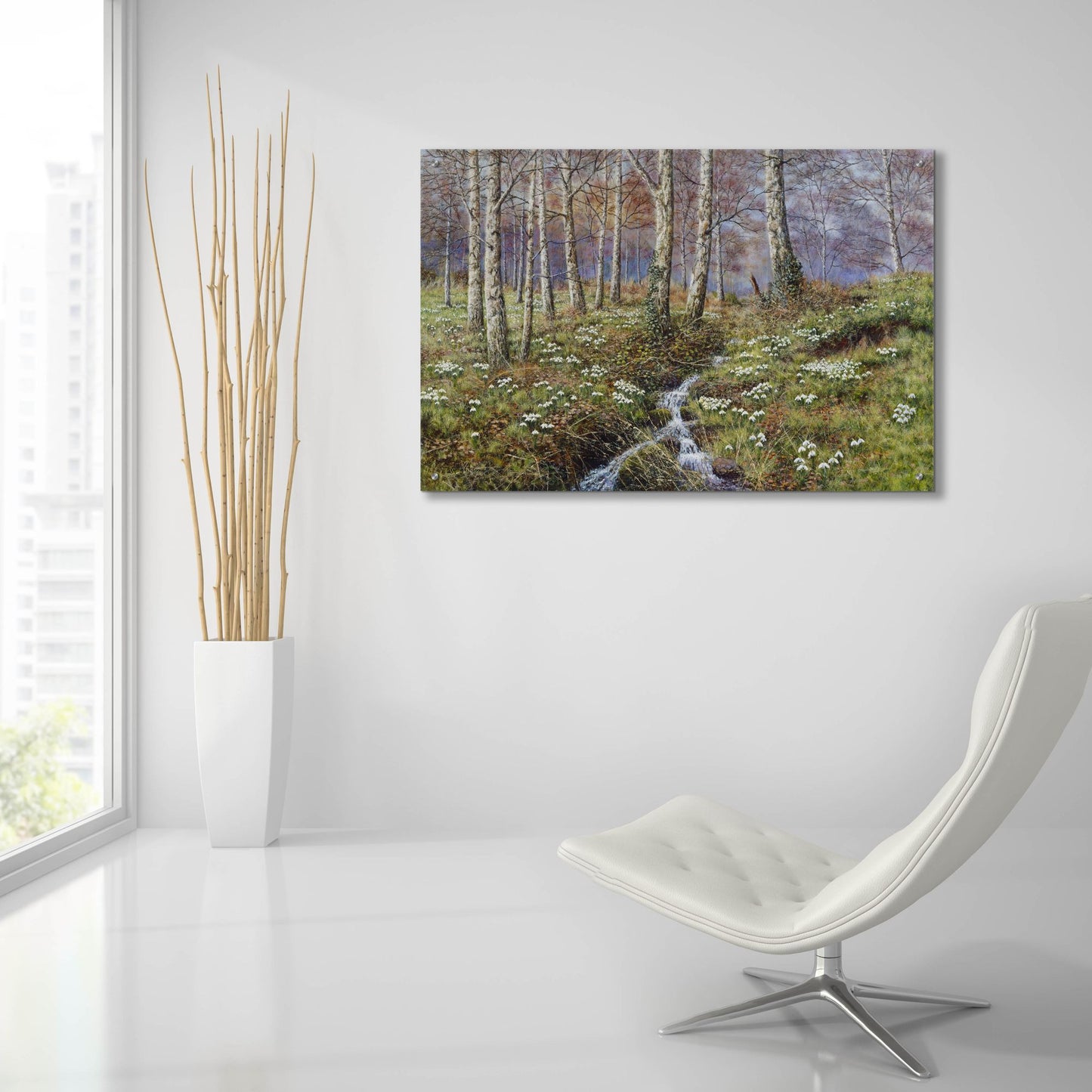 Epic Art 'Snowdrop Dell' by Bill Makinson, Acrylic Glass Wall Art,36x24