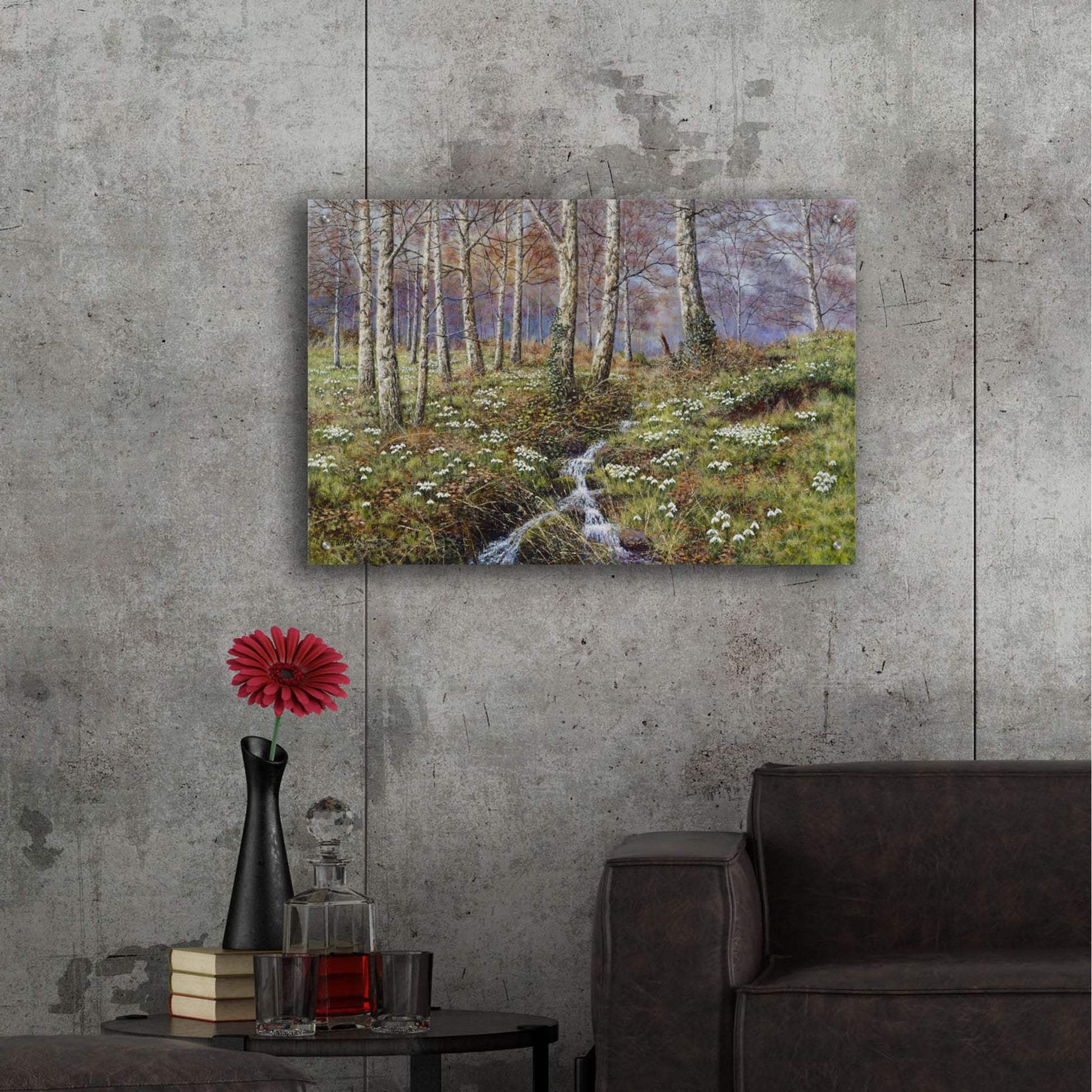 Epic Art 'Snowdrop Dell' by Bill Makinson, Acrylic Glass Wall Art,36x24