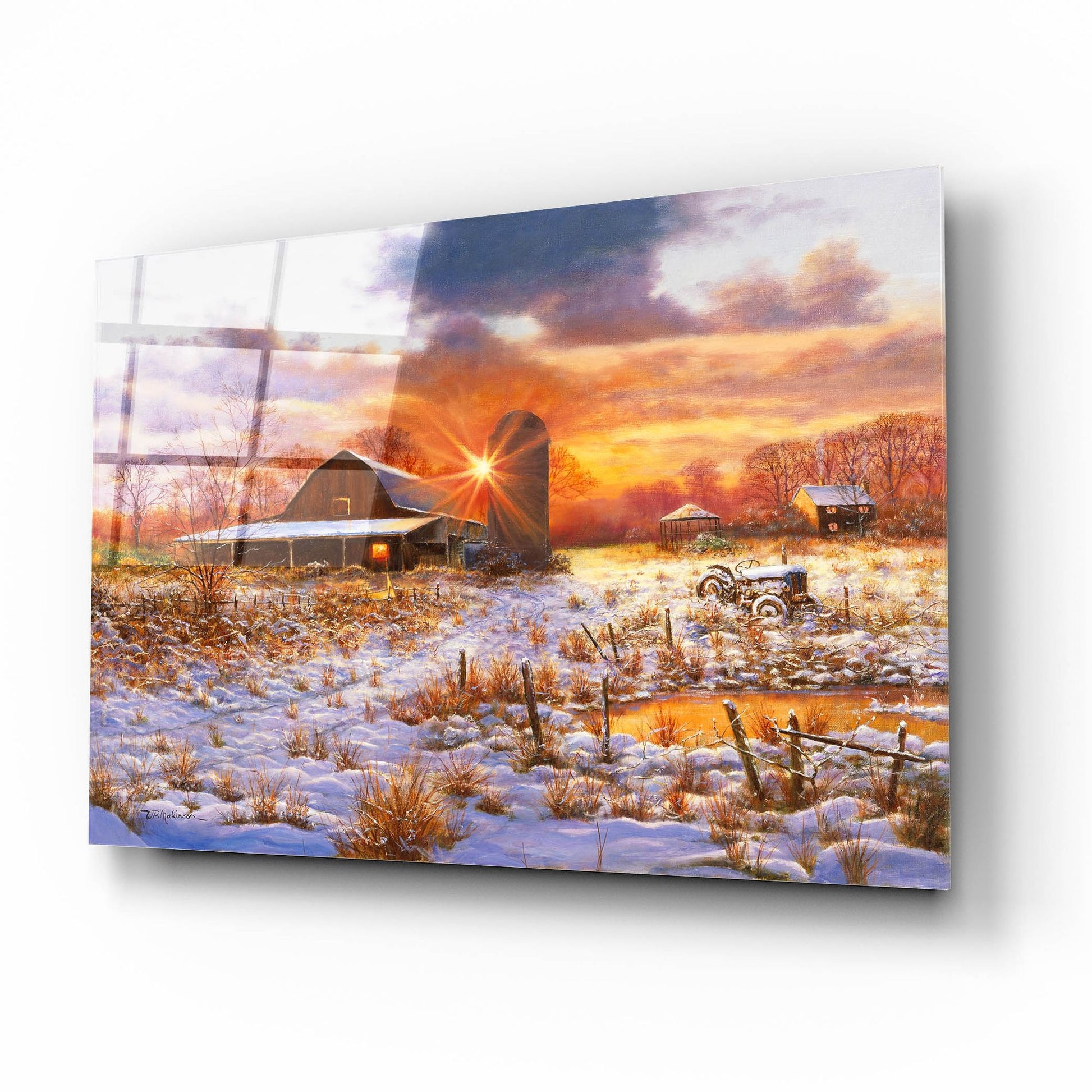 Epic Art 'Snow Barn' by Bill Makinson, Acrylic Glass Wall Art,16x12