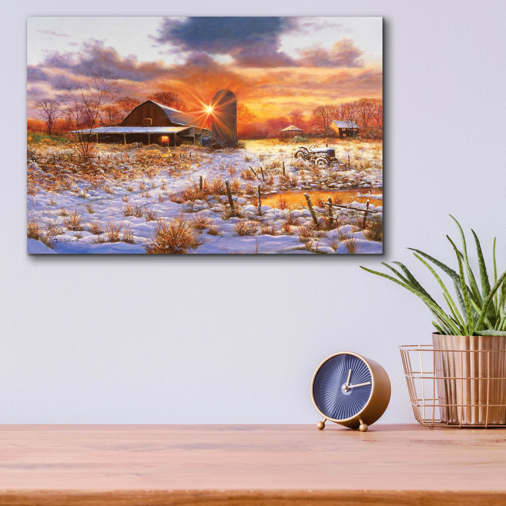 Epic Art 'Snow Barn' by Bill Makinson, Acrylic Glass Wall Art,16x12