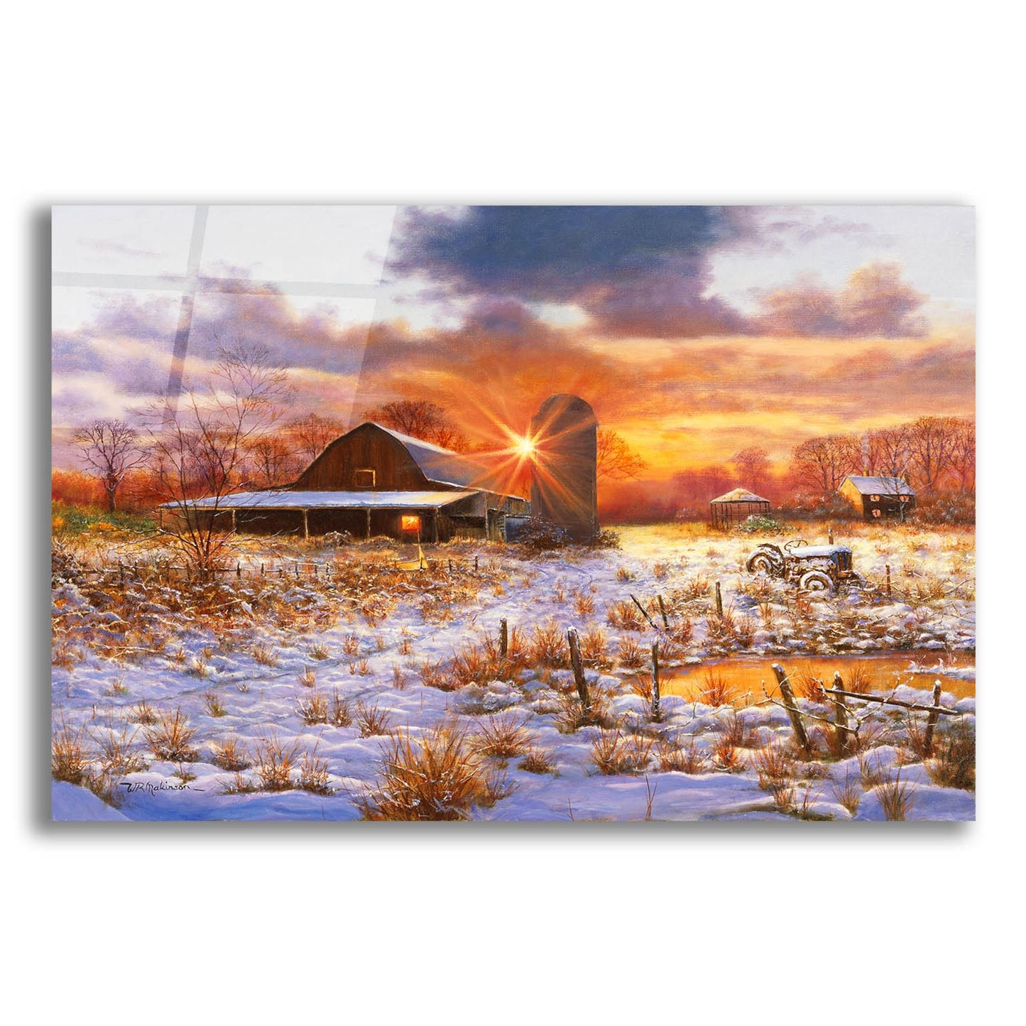 Epic Art 'Snow Barn' by Bill Makinson, Acrylic Glass Wall Art,16x12