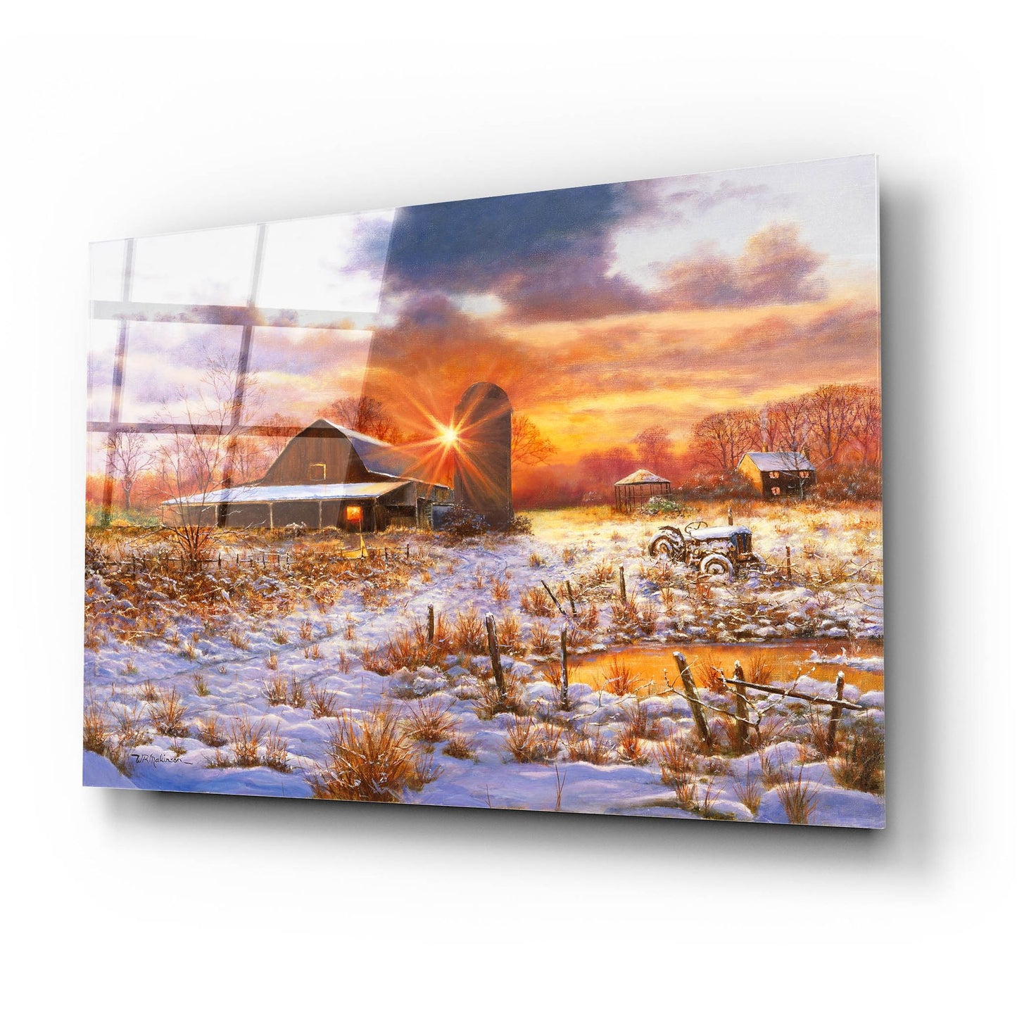 Epic Art 'Snow Barn' by Bill Makinson, Acrylic Glass Wall Art,24x16