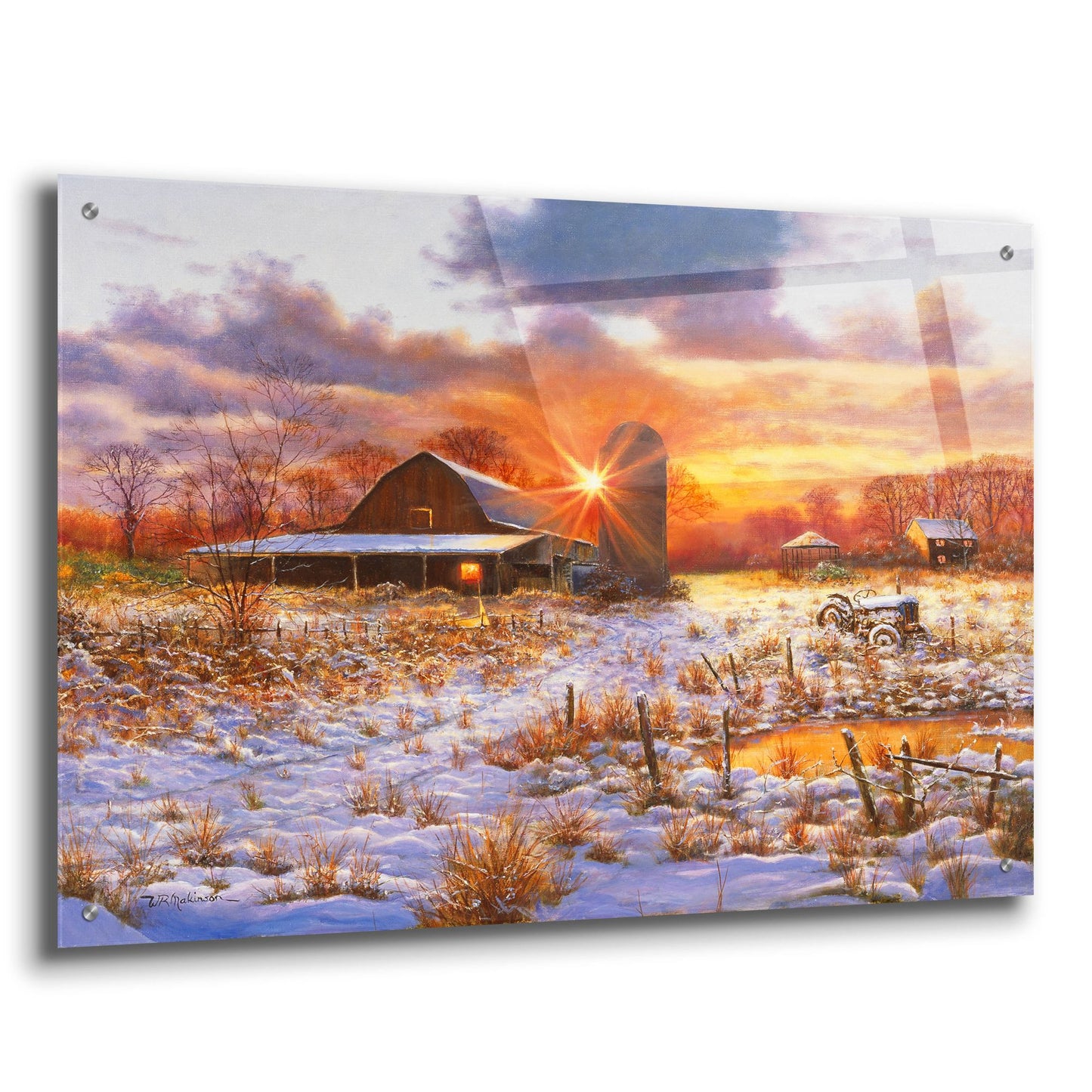 Epic Art 'Snow Barn' by Bill Makinson, Acrylic Glass Wall Art,36x24