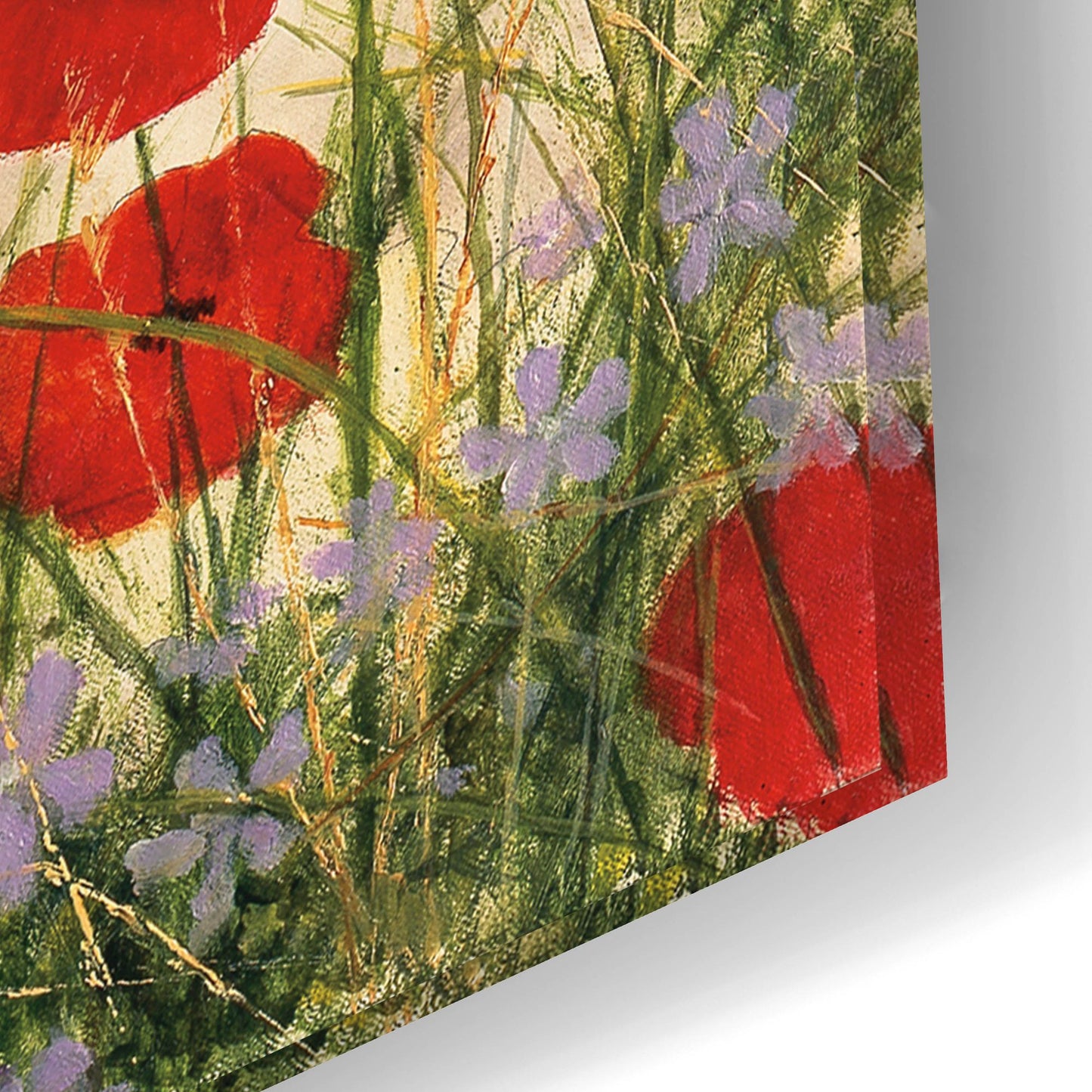 Epic Art 'Puppy And Poppies' by Bill Makinson, Acrylic Glass Wall Art,24x16