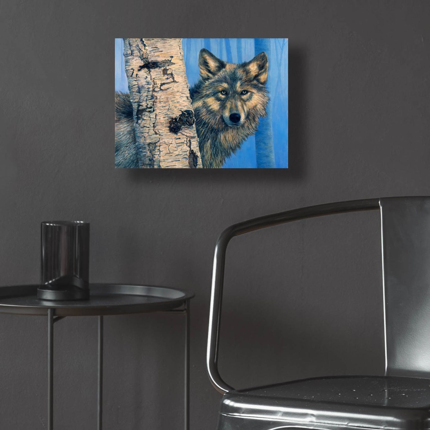 Epic Art 'Birch Wolf' by Bill Makinson, Acrylic Glass Wall Art,16x12