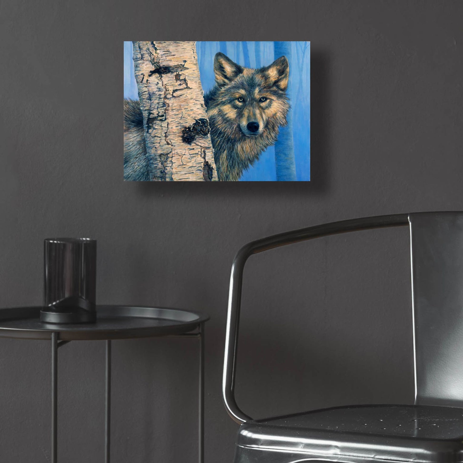Epic Art 'Birch Wolf' by Bill Makinson, Acrylic Glass Wall Art,16x12