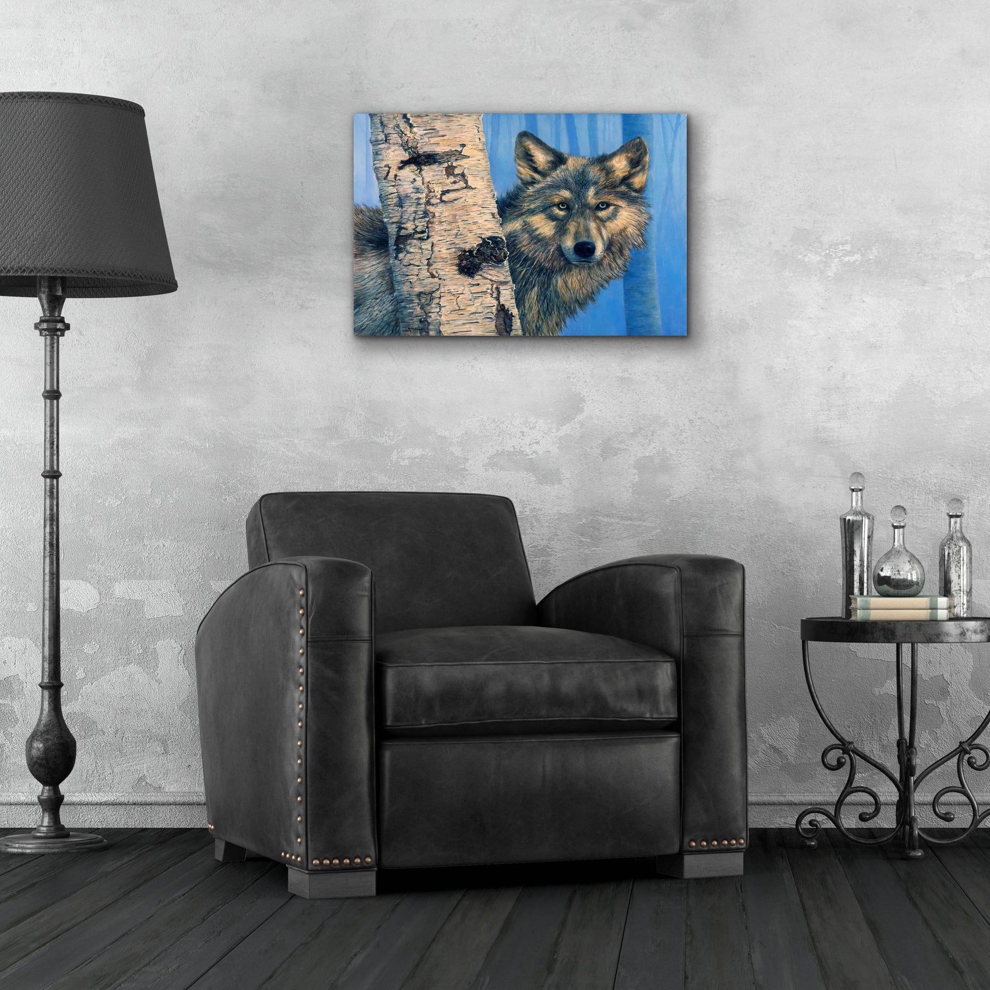 Epic Art 'Birch Wolf' by Bill Makinson, Acrylic Glass Wall Art,24x16
