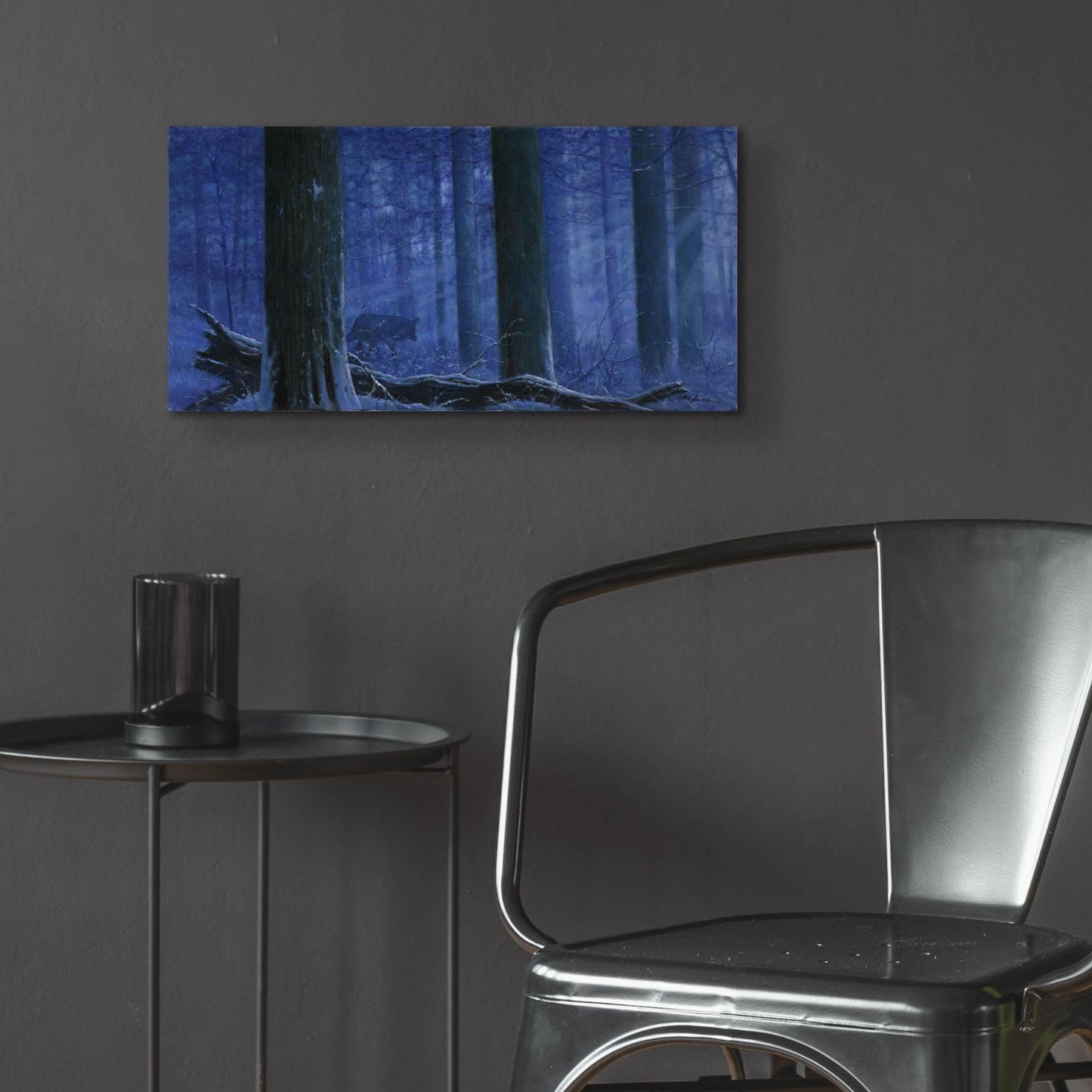 Epic Art 'Blue Wolf' by Bill Makinson, Acrylic Glass Wall Art,24x12