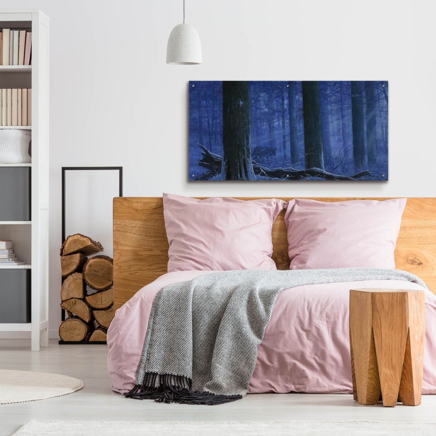 Epic Art 'Blue Wolf' by Bill Makinson, Acrylic Glass Wall Art,48x24