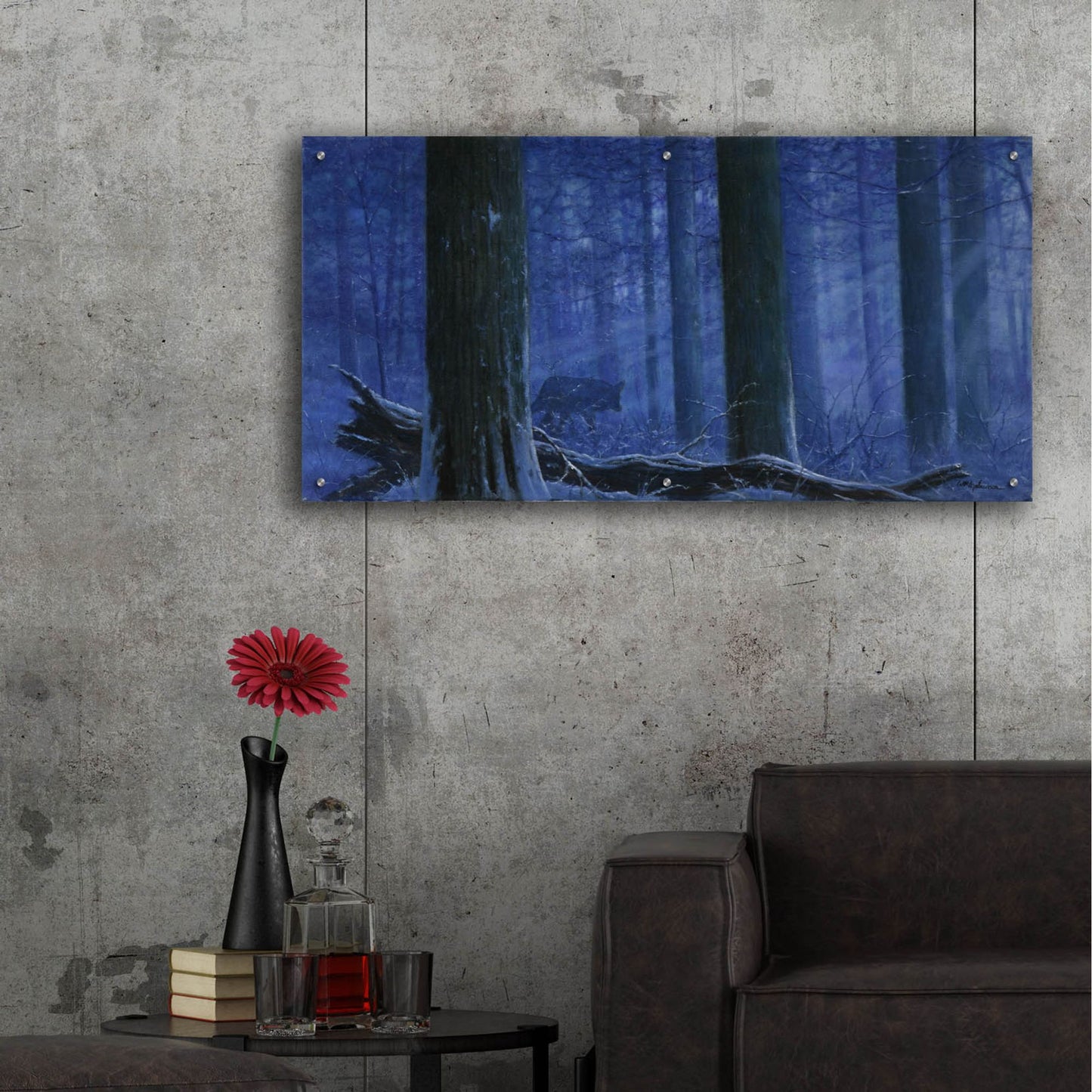 Epic Art 'Blue Wolf' by Bill Makinson, Acrylic Glass Wall Art,48x24