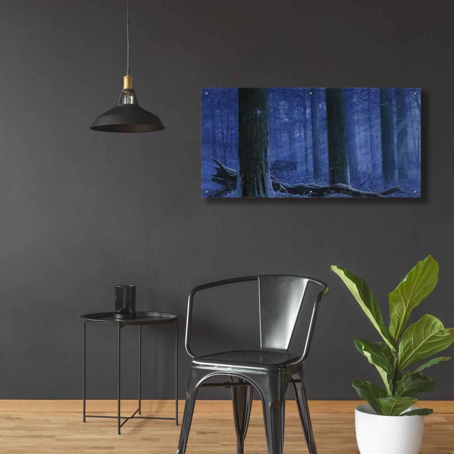 Epic Art 'Blue Wolf' by Bill Makinson, Acrylic Glass Wall Art,48x24