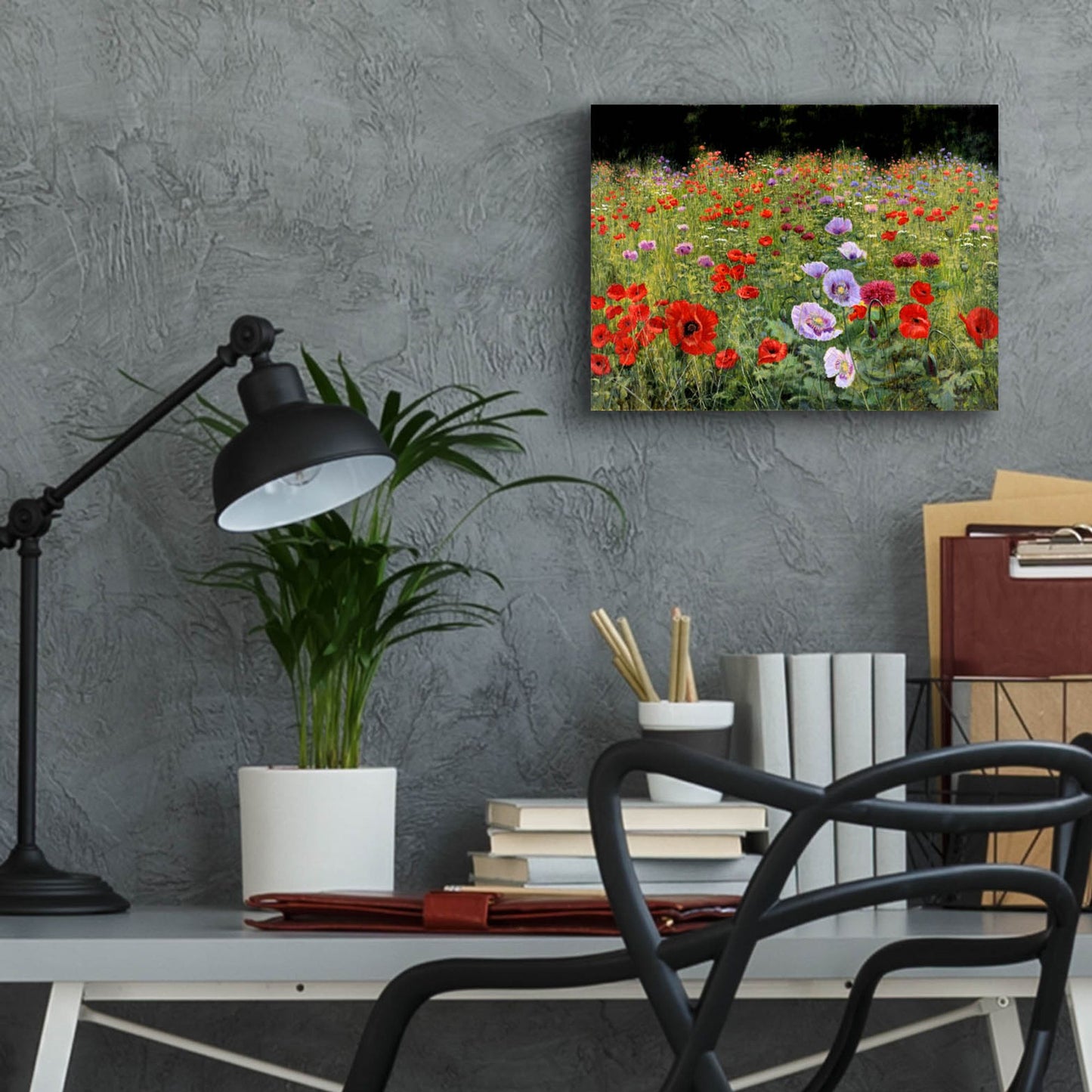 Epic Art 'Field Of Poppies' by Bill Makinson, Acrylic Glass Wall Art,16x12