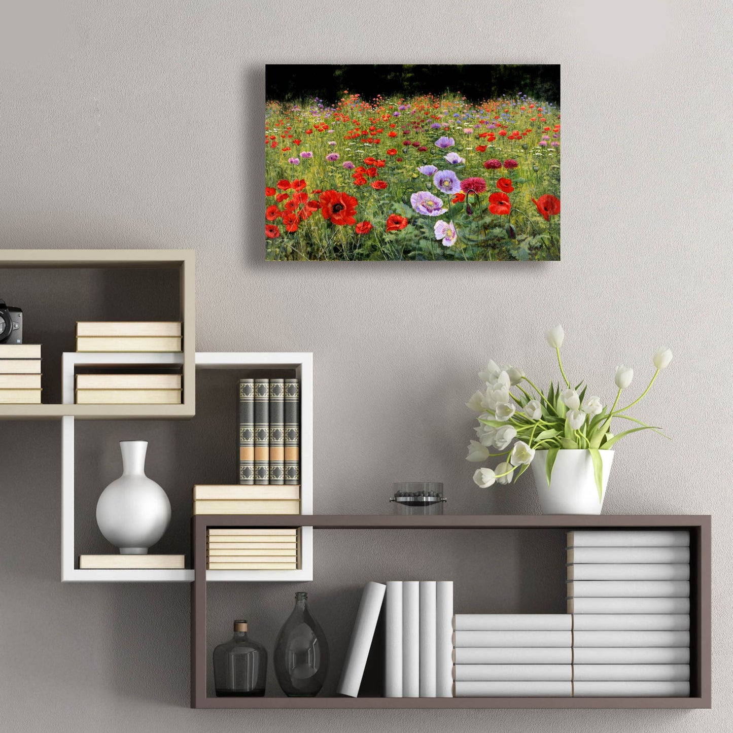 Epic Art 'Field Of Poppies' by Bill Makinson, Acrylic Glass Wall Art,24x16