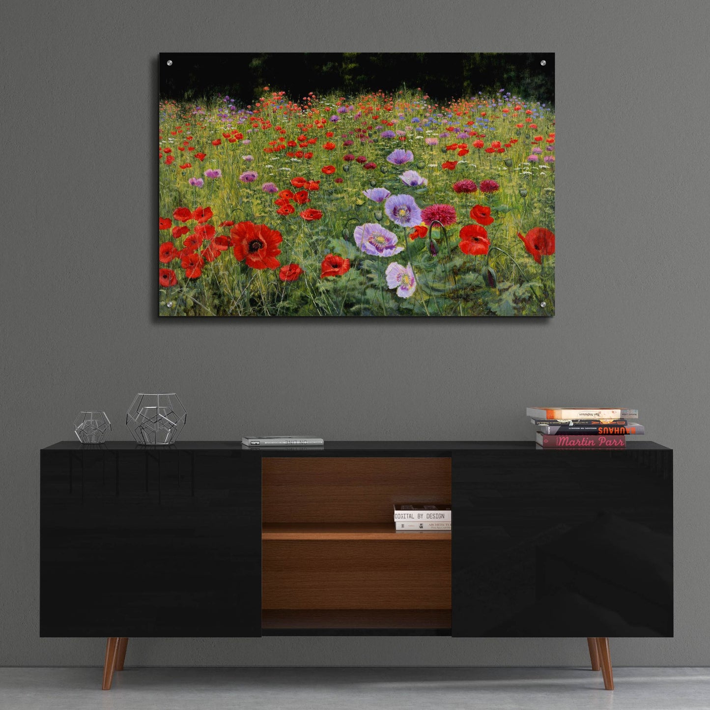 Epic Art 'Field Of Poppies' by Bill Makinson, Acrylic Glass Wall Art,36x24