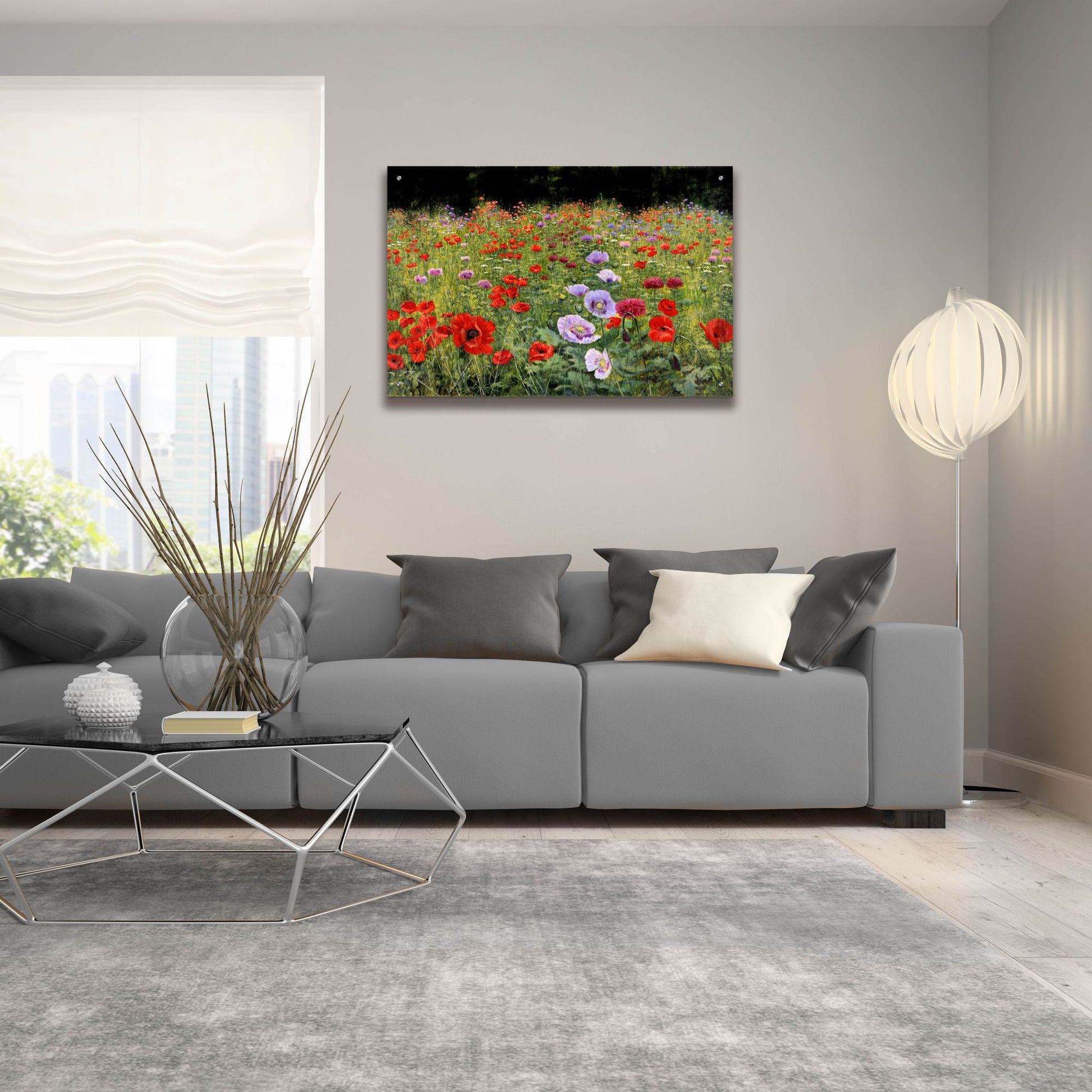 Epic Art 'Field Of Poppies' by Bill Makinson, Acrylic Glass Wall Art,36x24