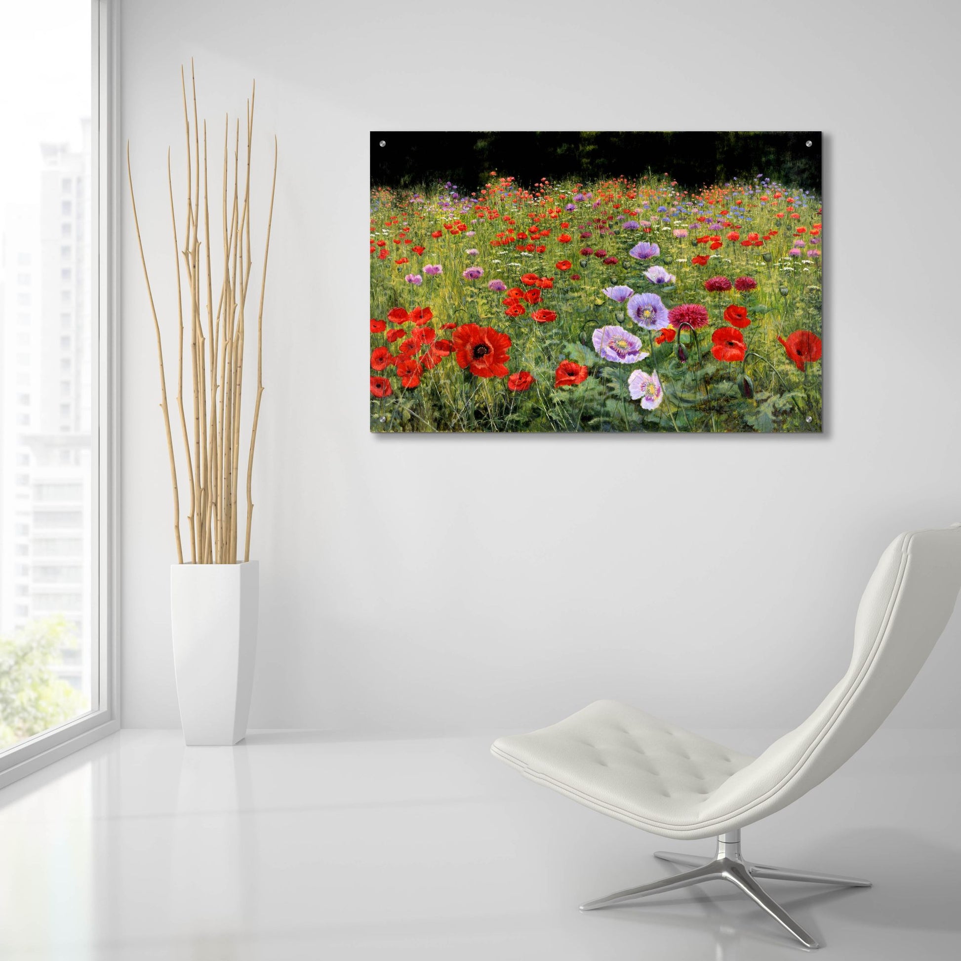 Epic Art 'Field Of Poppies' by Bill Makinson, Acrylic Glass Wall Art,36x24