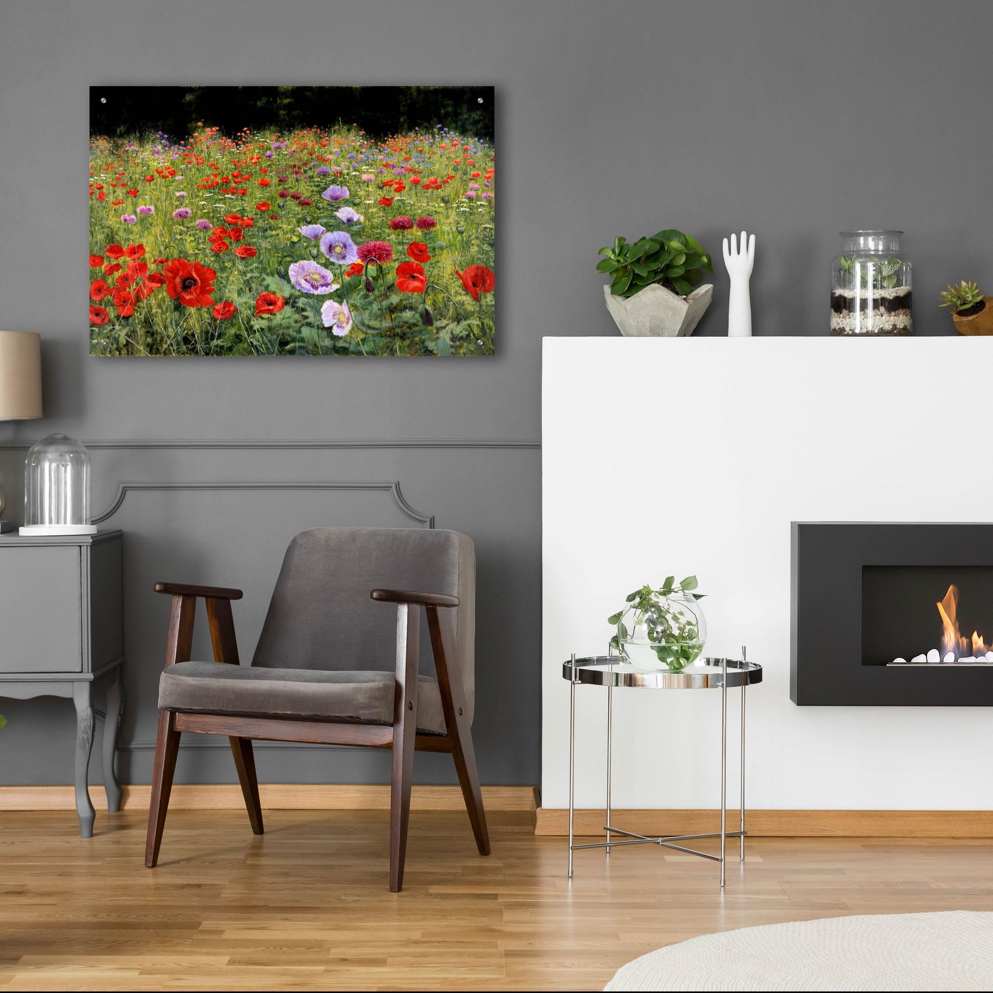 Epic Art 'Field Of Poppies' by Bill Makinson, Acrylic Glass Wall Art,36x24