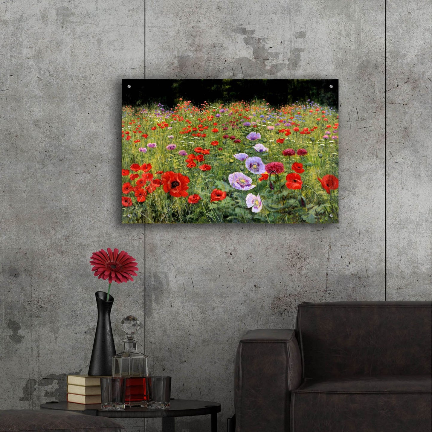 Epic Art 'Field Of Poppies' by Bill Makinson, Acrylic Glass Wall Art,36x24