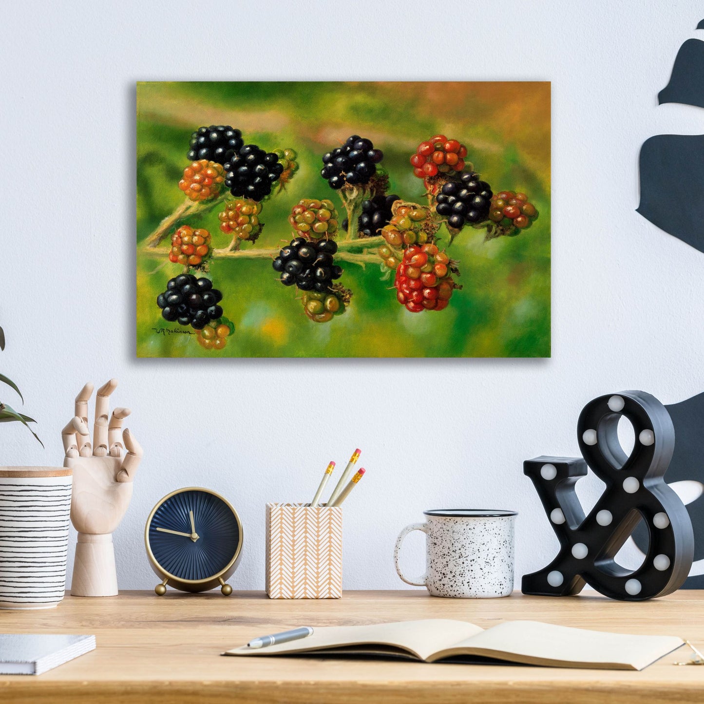 Epic Art 'Blackberries' by Bill Makinson, Acrylic Glass Wall Art,16x12